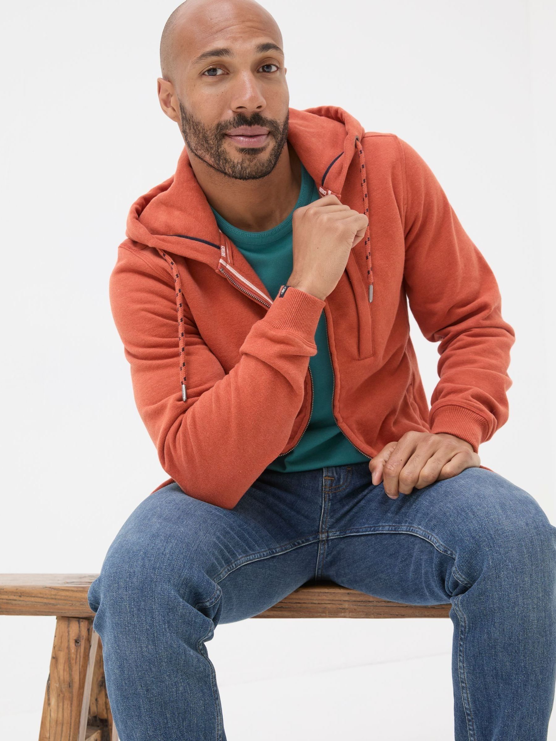 Brooke Orange Zip Through Hoodie - Image 1 of 5