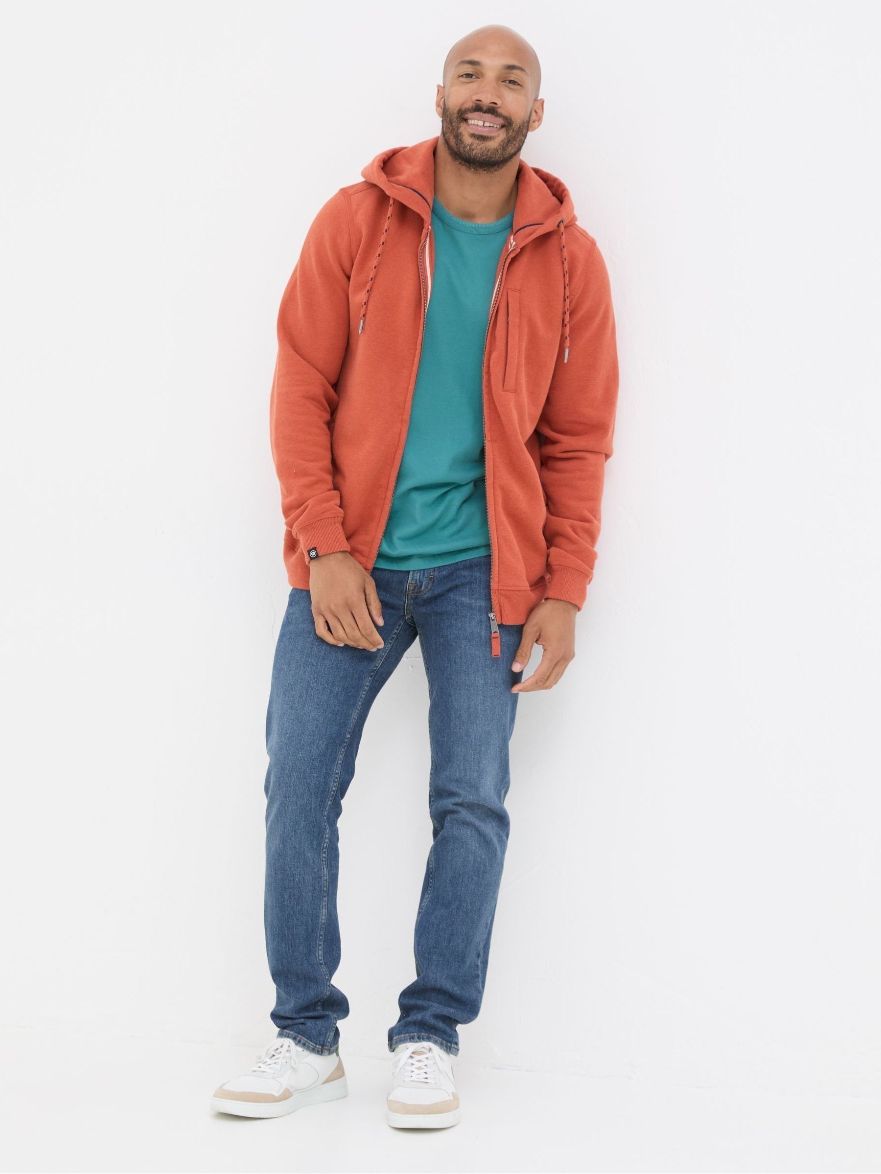 Brooke Orange Zip Through Hoodie - Image 3 of 5
