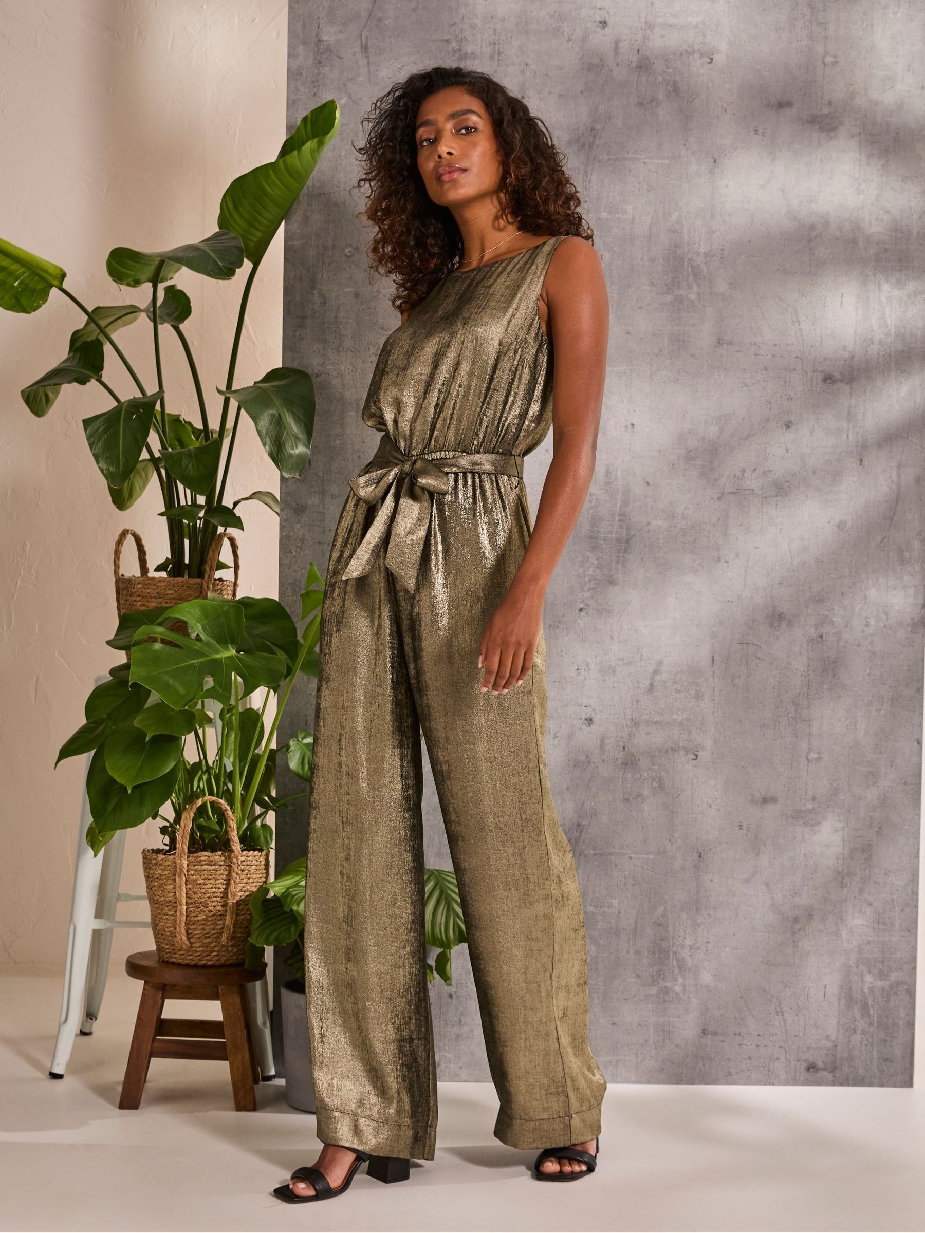 Gisele Gold Metallic Jumpsuit - Image 1 of 6