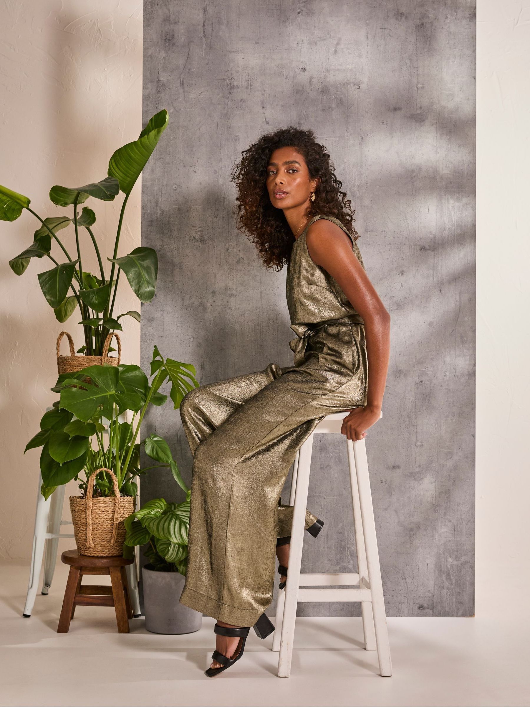 Gisele Gold Metallic Jumpsuit - Image 2 of 6