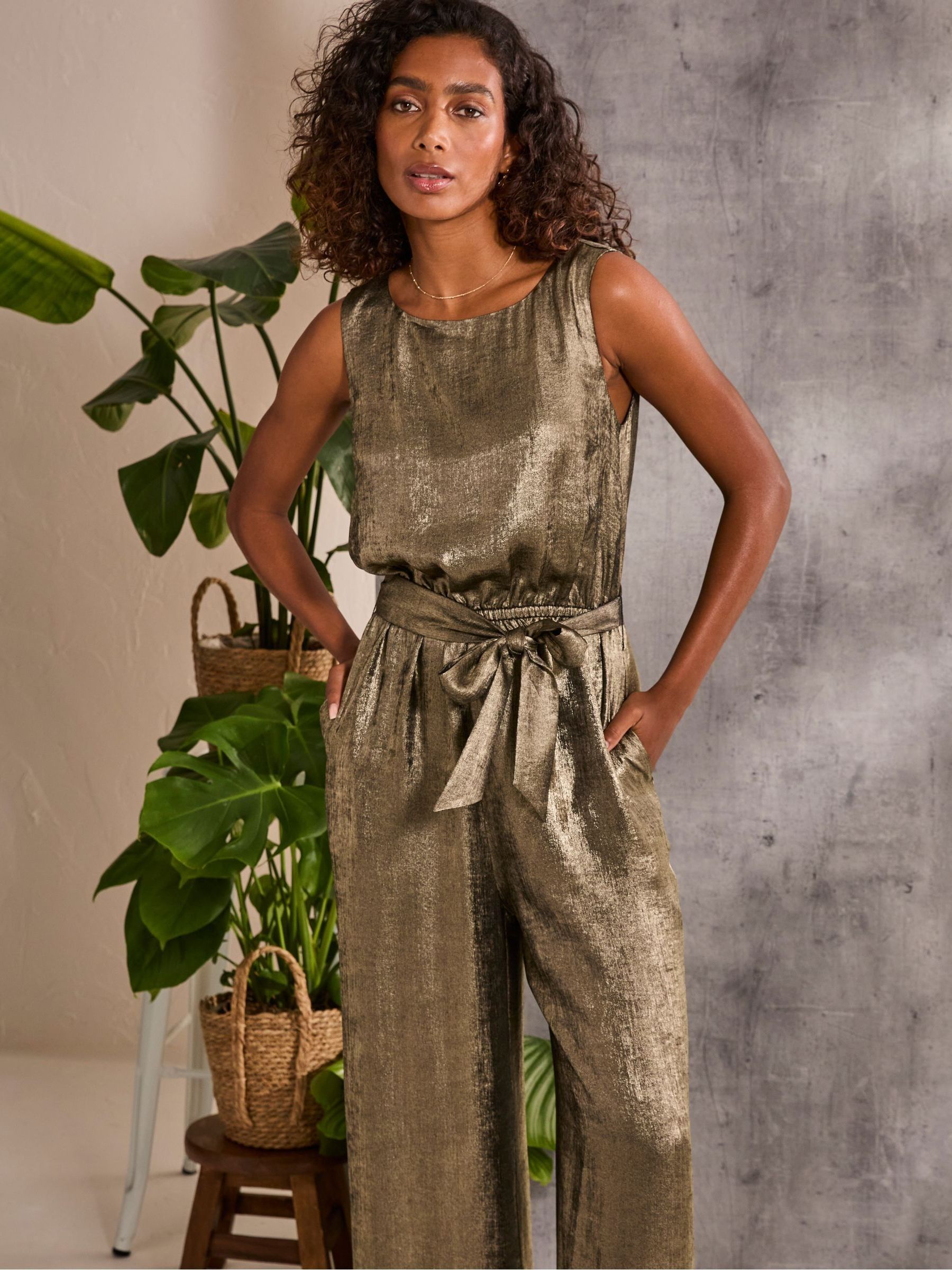 Gisele Gold Metallic Jumpsuit - Image 3 of 6