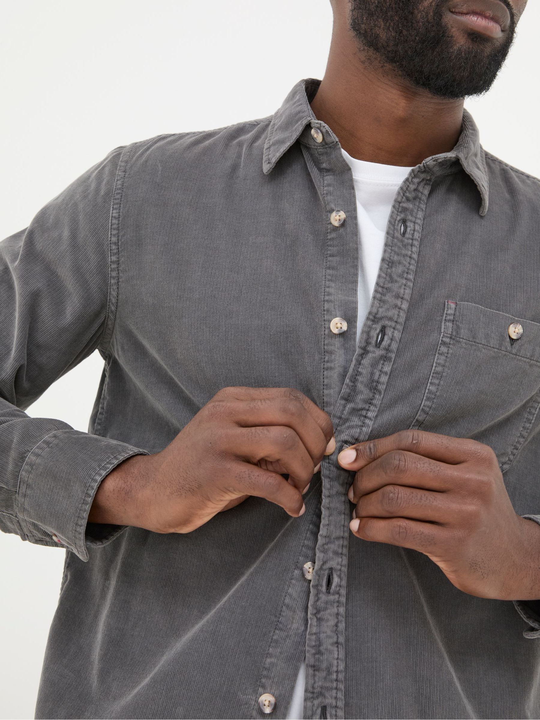 Grey Long Sleeve Cord Shirt - Image 3 of 4