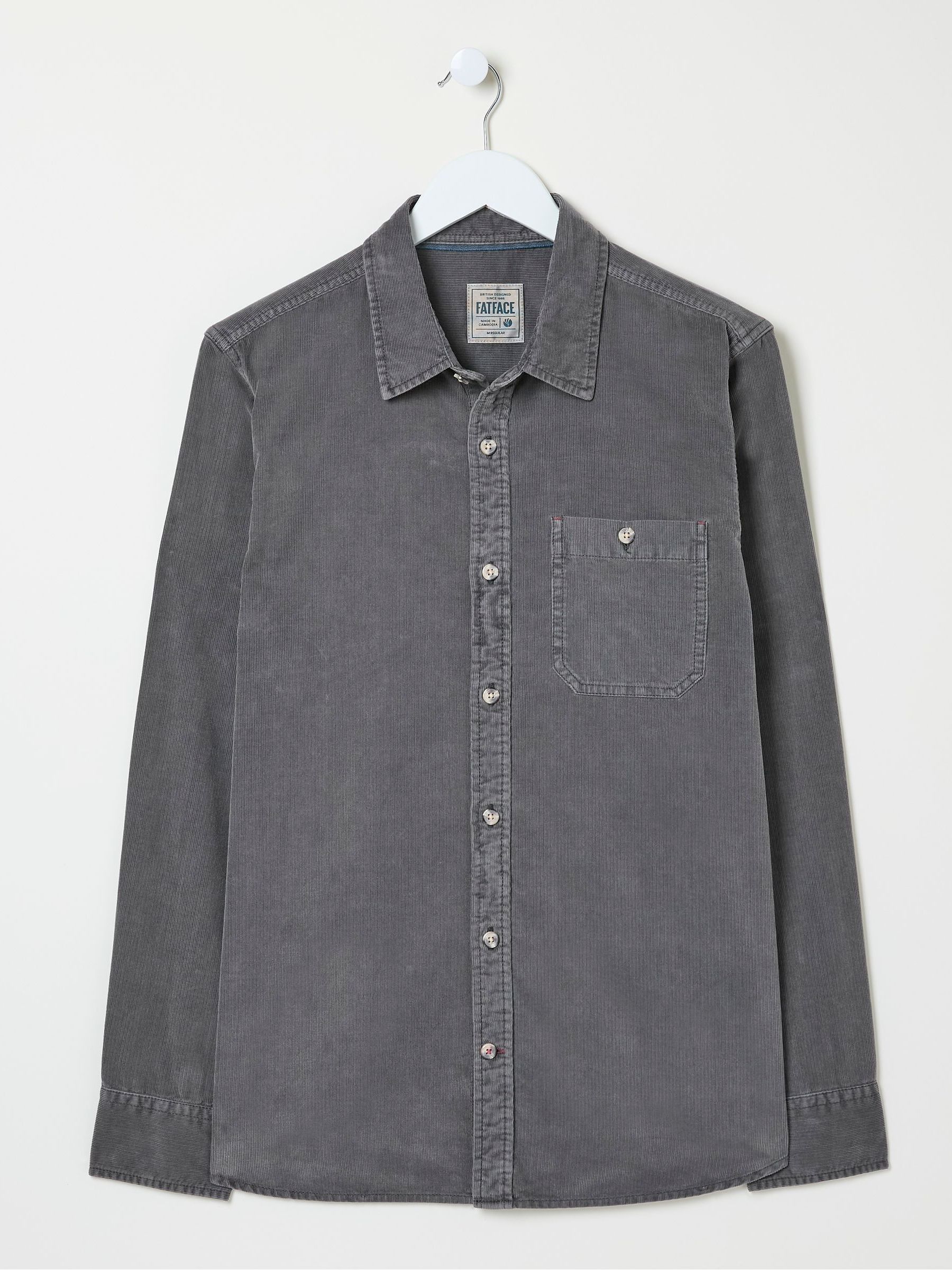 Grey Long Sleeve Cord Shirt | FatFace