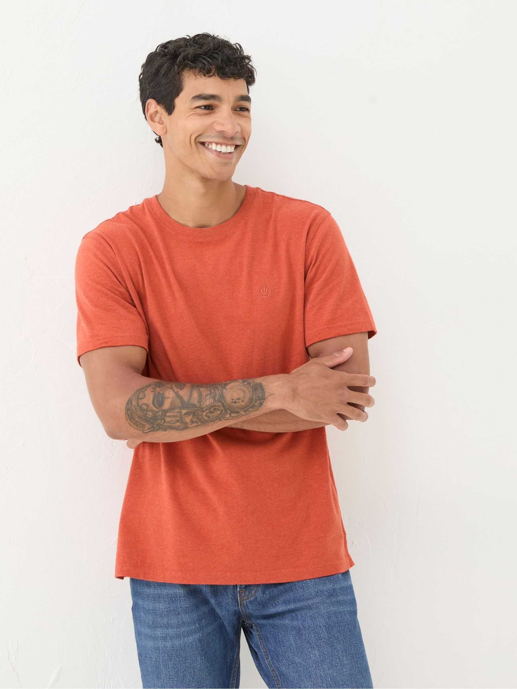 Lulworth Orange 100% Cotton Organic Crew T-Shirt - Image 1 of 5