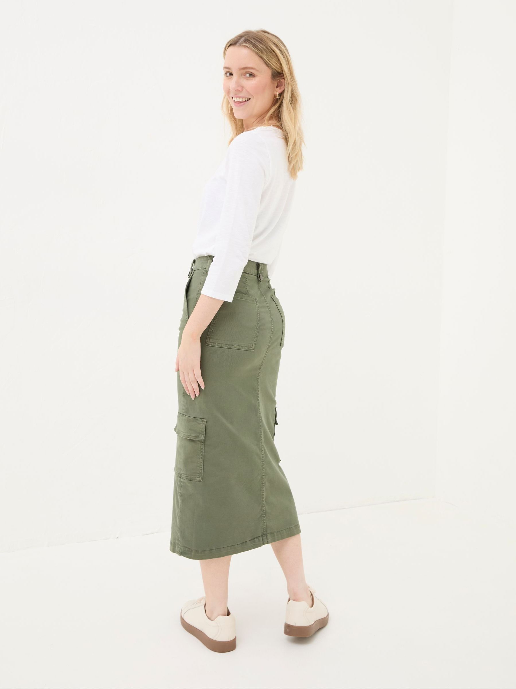 Lara Green Cargo Midi Skirt - Image 2 of 5