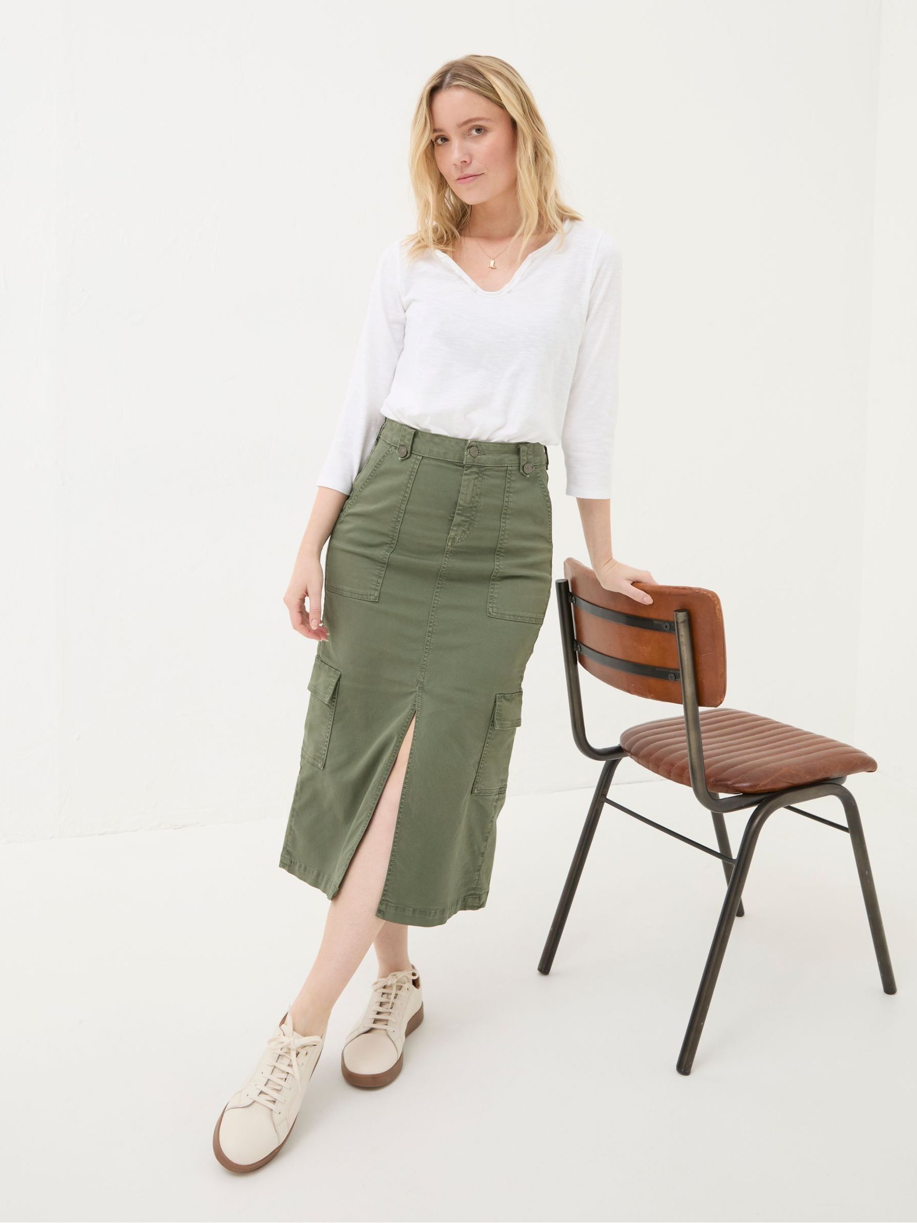 Lara Green Cargo Midi Skirt - Image 3 of 6