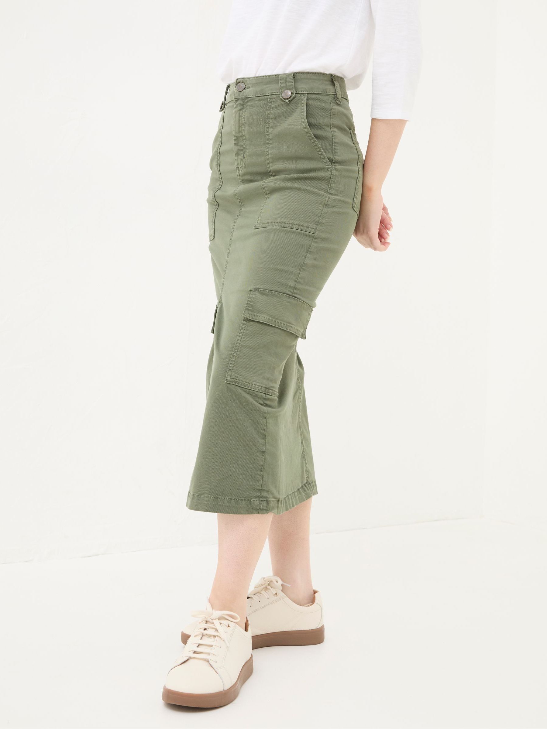 Lara Green Cargo Midi Skirt - Image 3 of 5