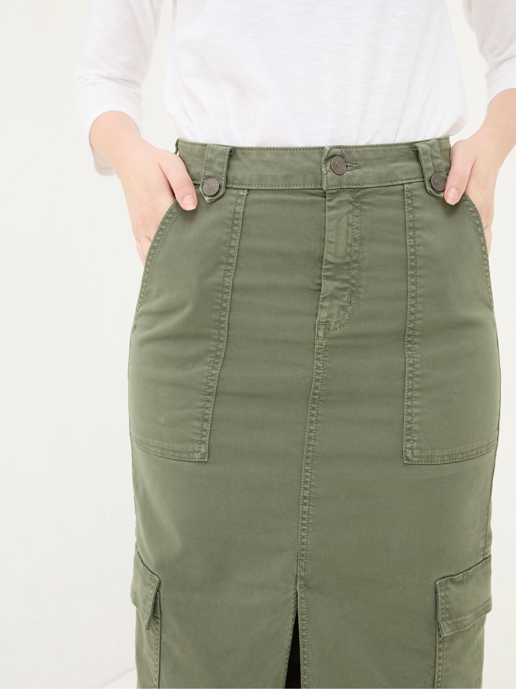 Lara Green Cargo Midi Skirt - Image 4 of 5