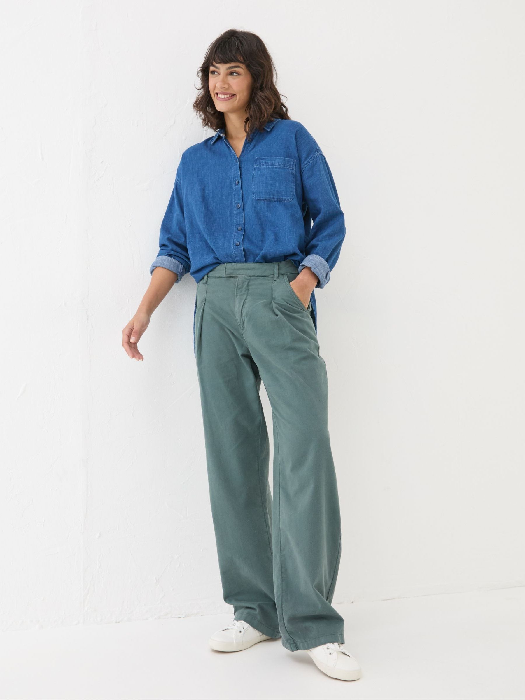Saffron Blue Wide Leg Trousers - Image 1 of 5