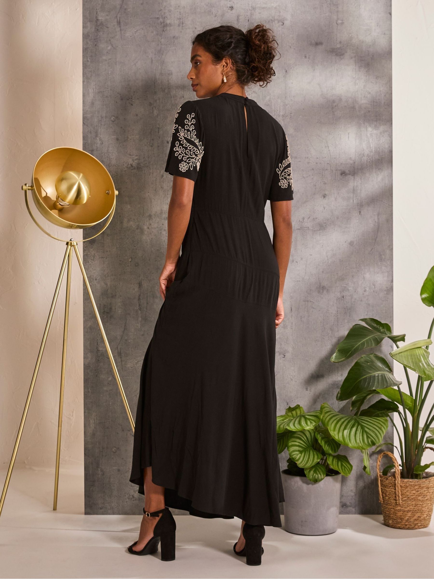 Margot Black Beaded Maxi Dress - Image 2 of 6