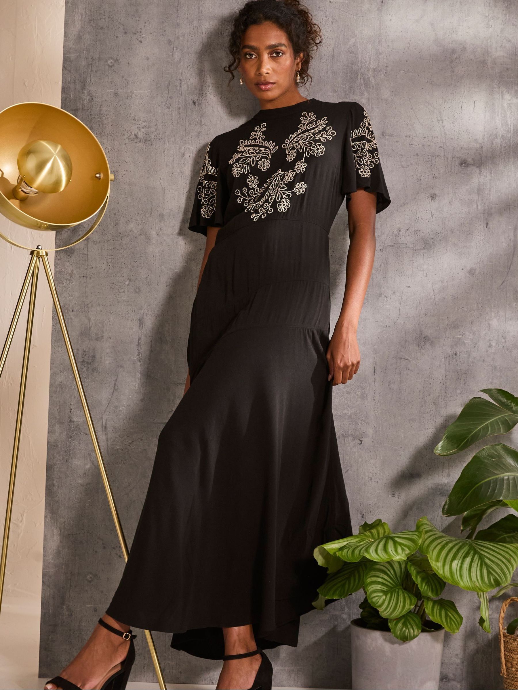 Margot Black Beaded Maxi Dress - Image 3 of 6