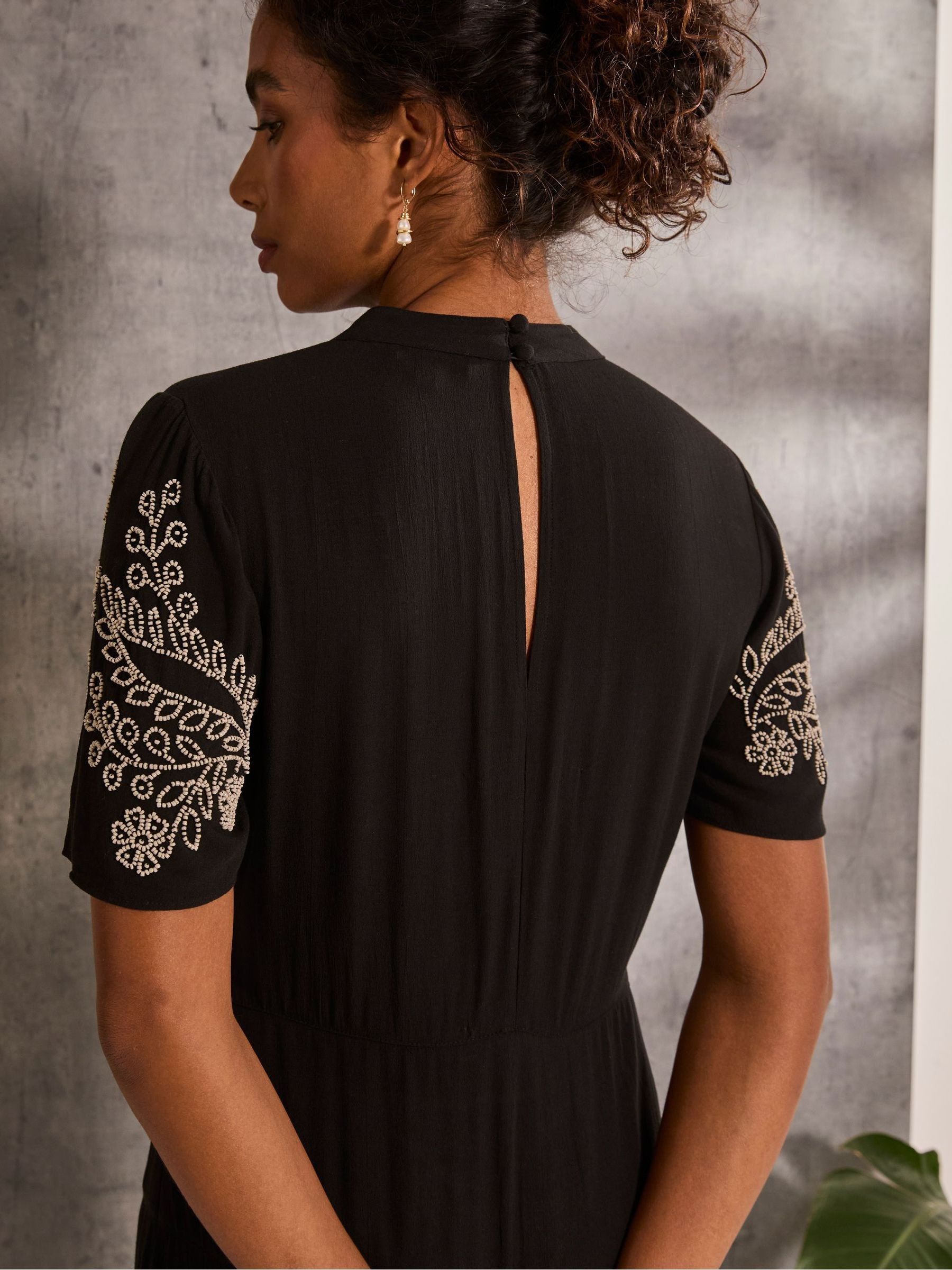 Margot Black Beaded Maxi Dress - Image 5 of 6