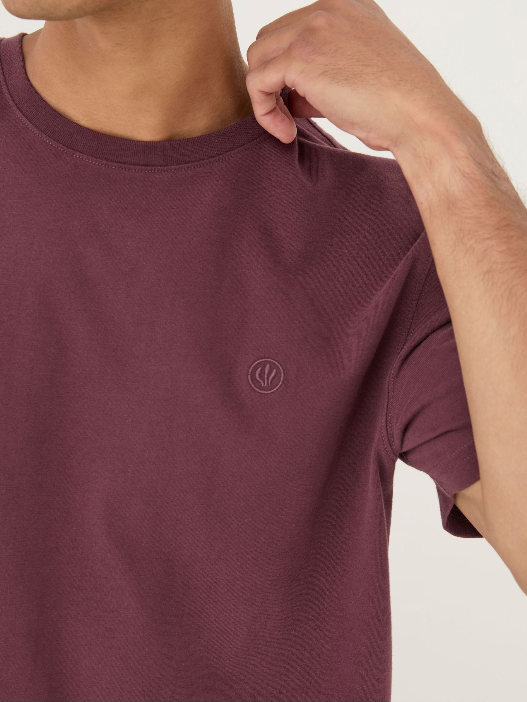 Lulworth Burgundy Red 100% Cotton Organic Crew T-Shirt - Image 5 of 5