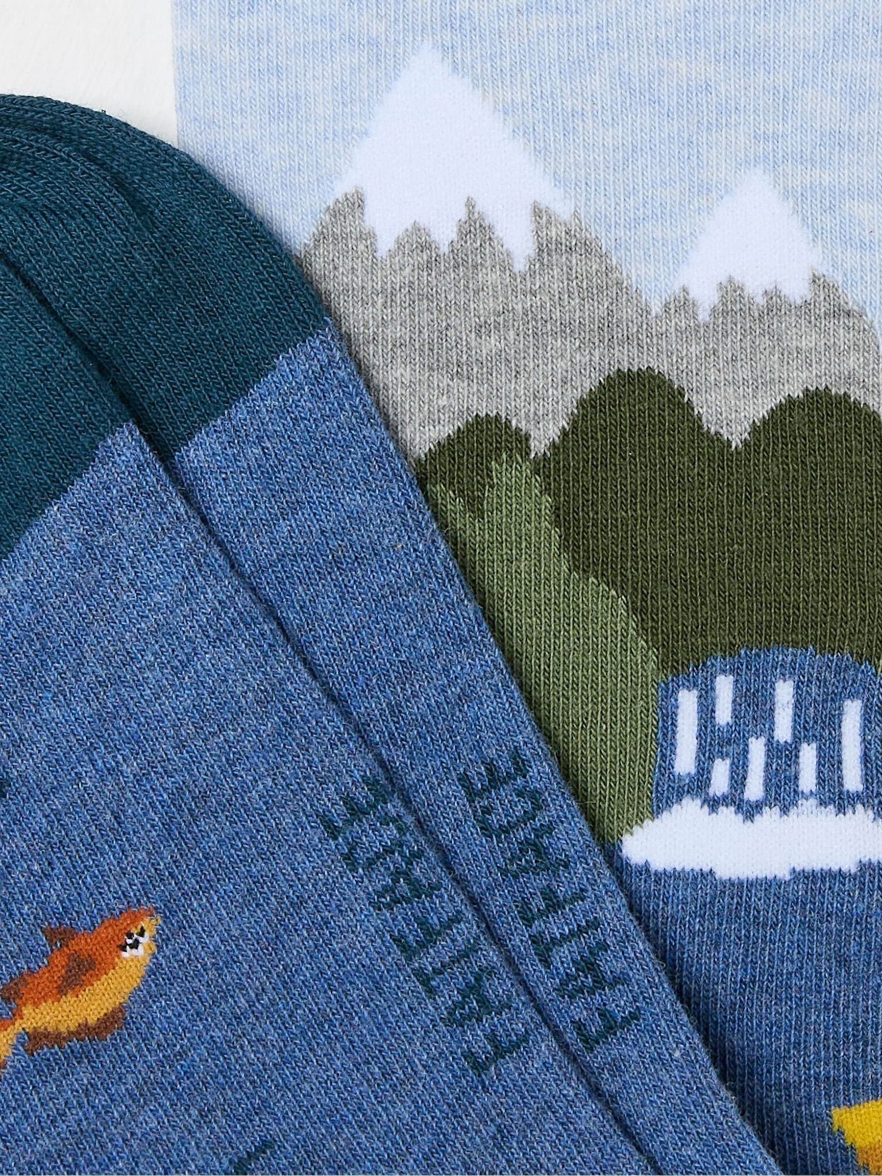 Blue Fish Scene Men's Socks 1 Pack - Image 2 of 2