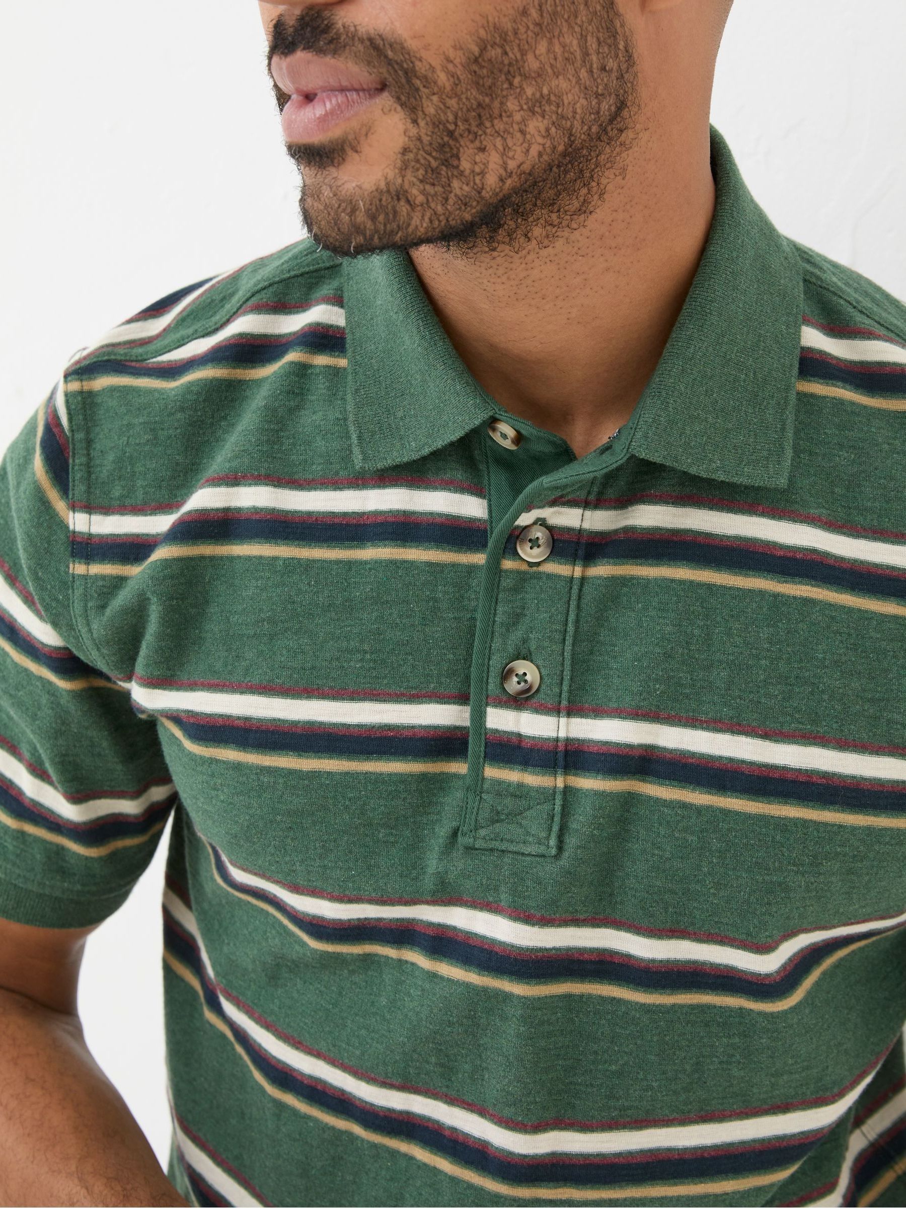 Harris Green Stripe Polo Shirt - Image 3 of 5