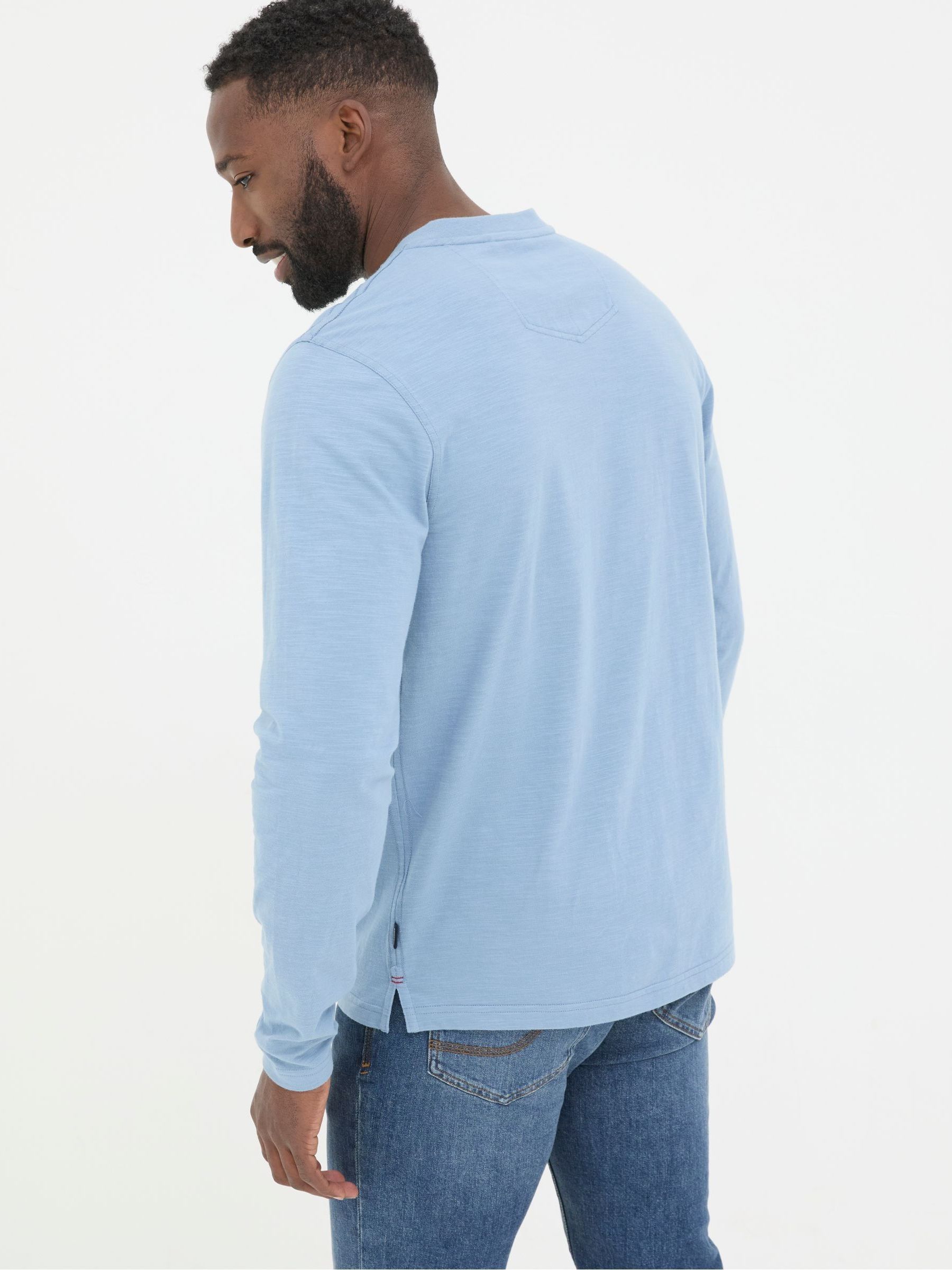 Woodside Light Blue Long Sleeve Henley T Shirt - Image 2 of 6