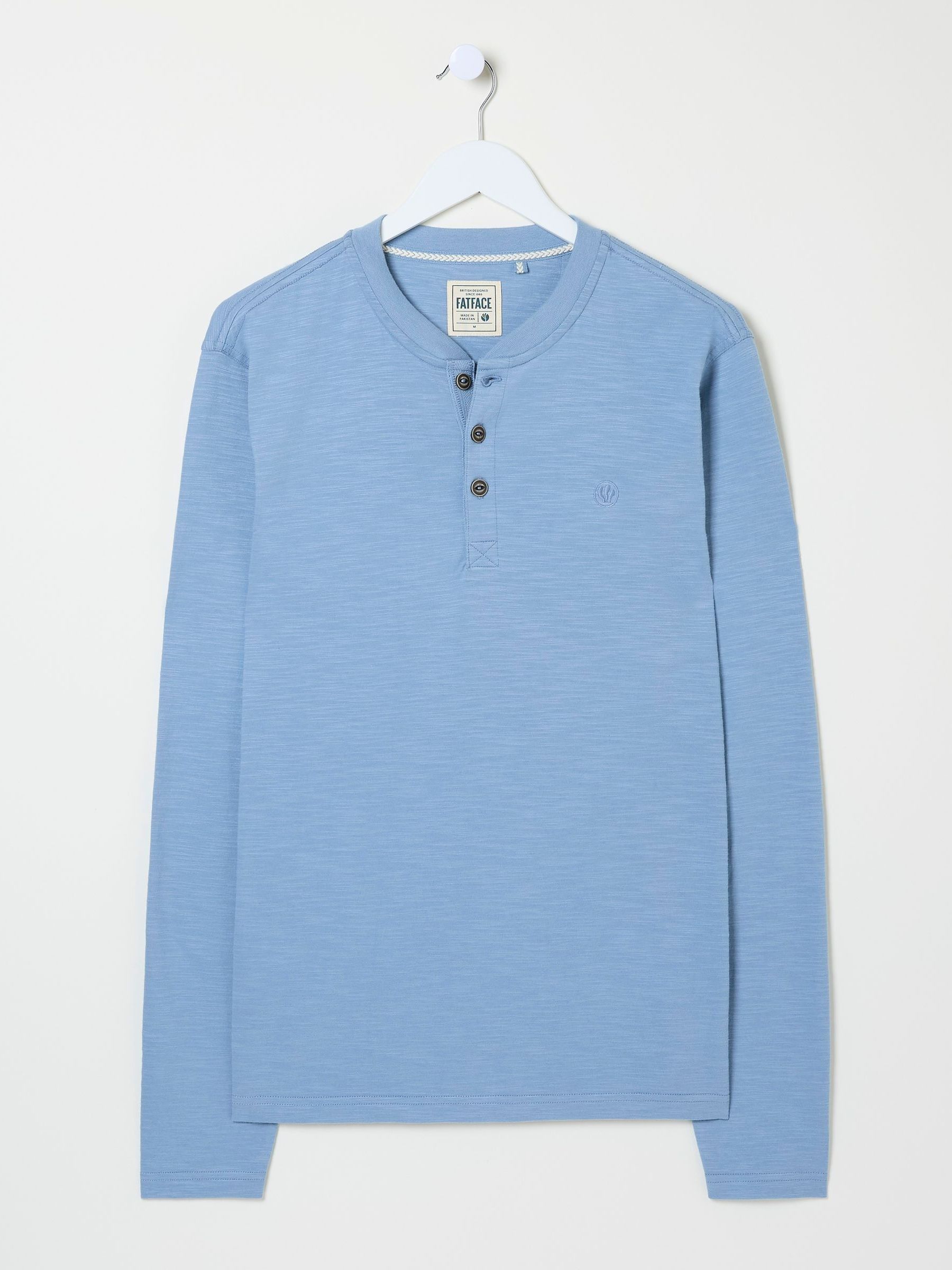 Woodside Light Blue Long Sleeve Henley T Shirt - Image 6 of 6
