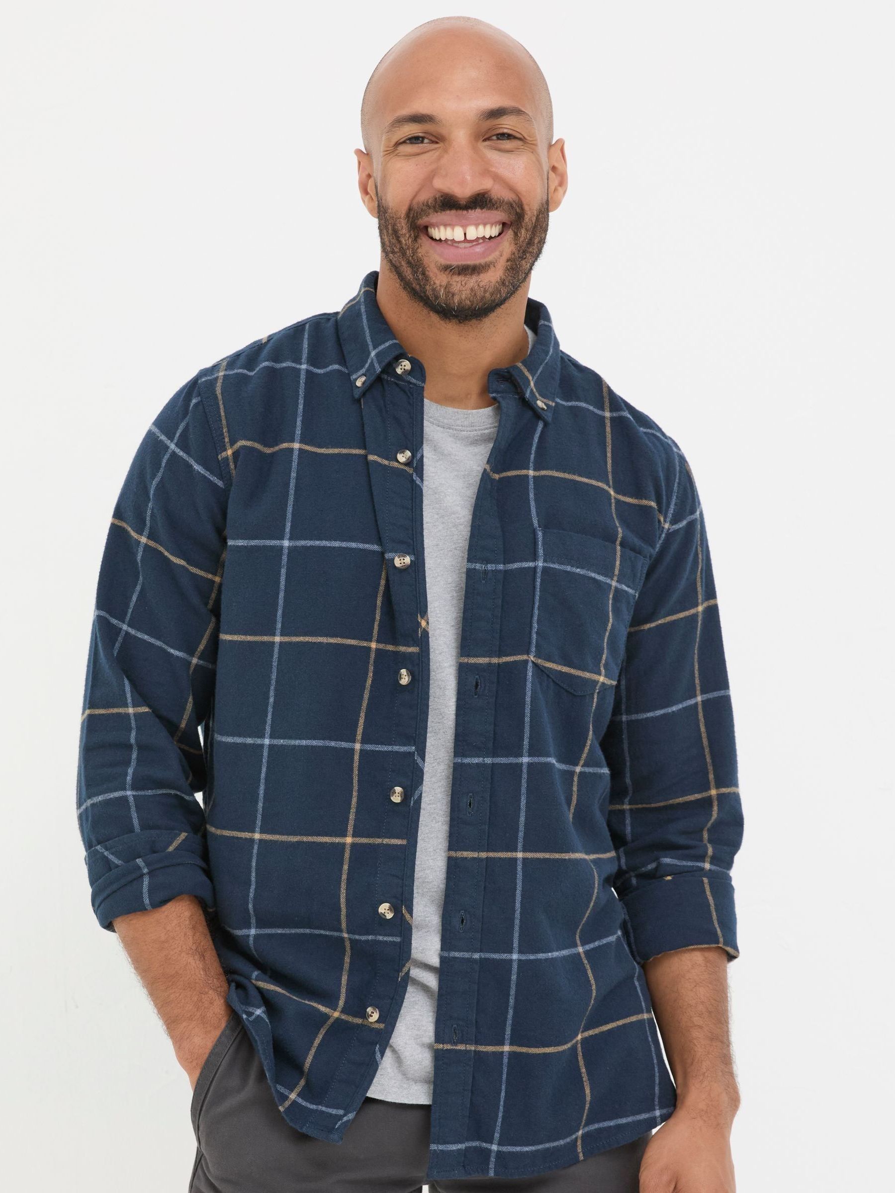 Blue Windowpane Check Shirt - Image 1 of 5
