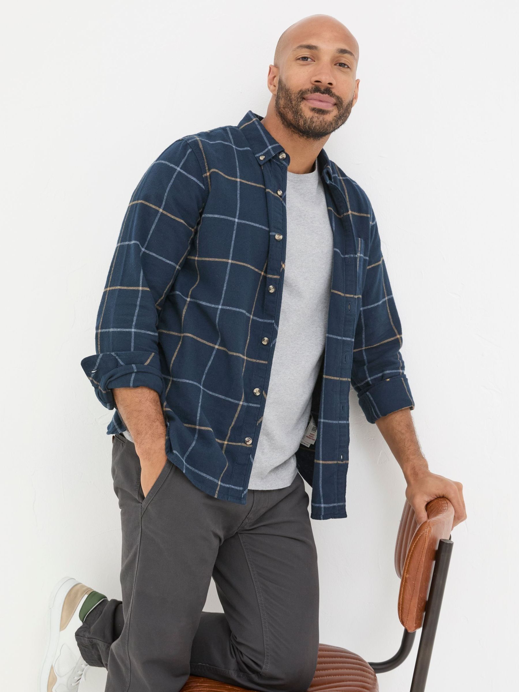 Blue Windowpane Check Shirt - Image 3 of 5