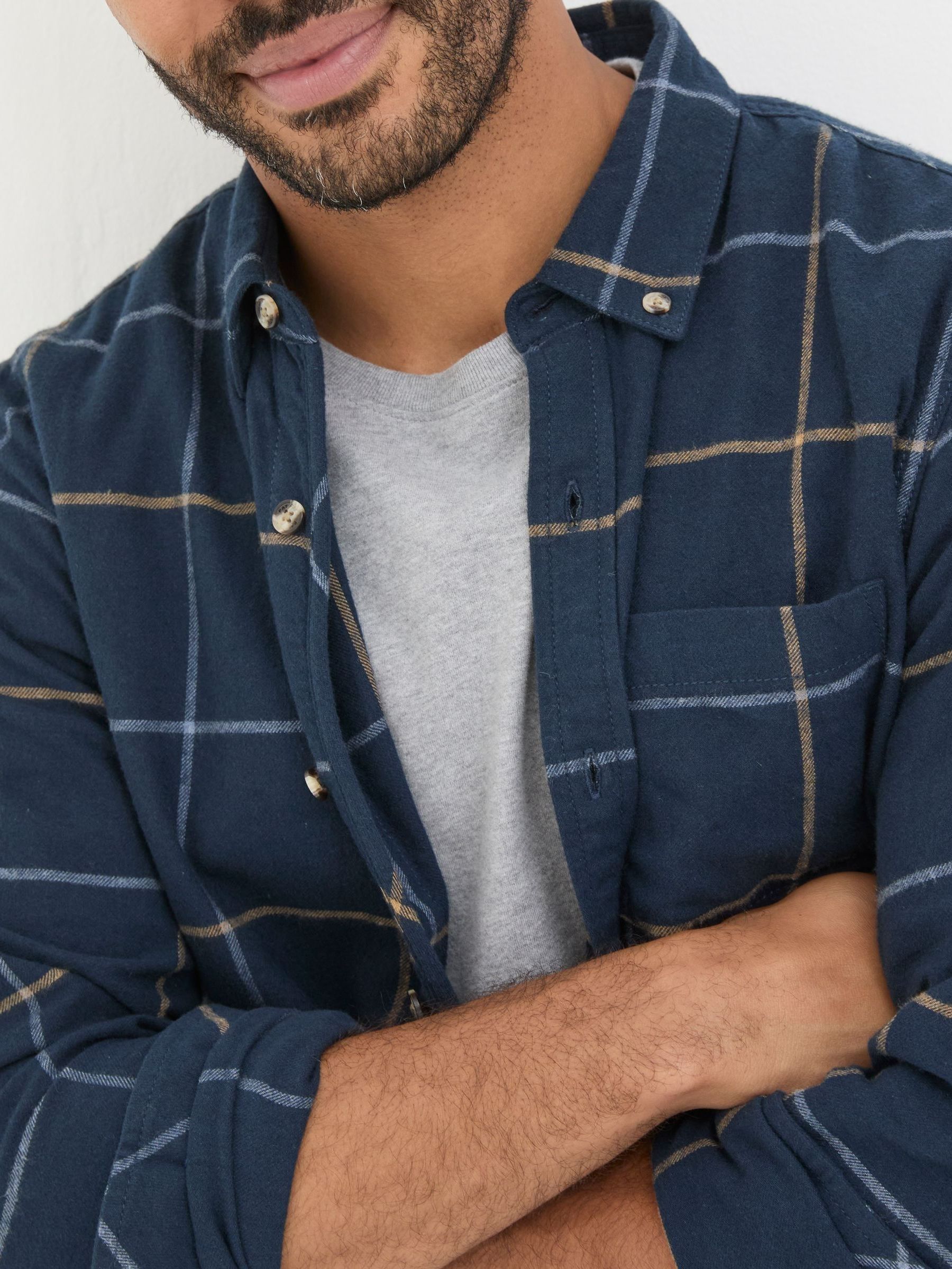 Blue Windowpane Check Shirt - Image 4 of 5