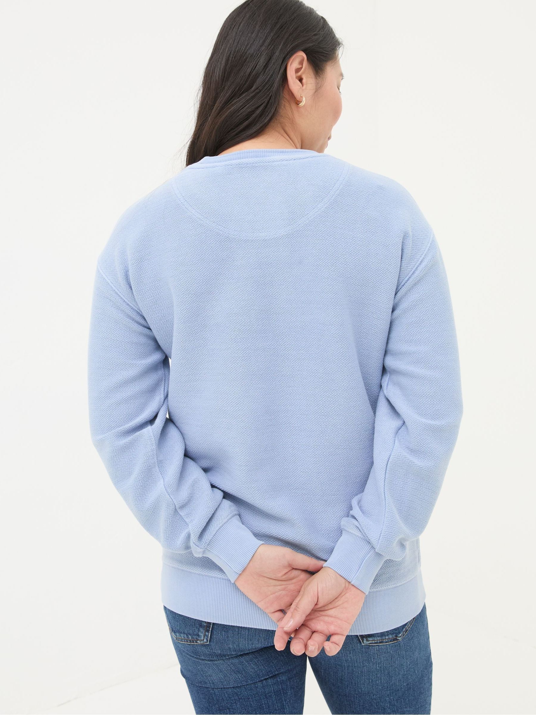 Georgia Light Blue Textured Crew Neck Sweatshirt - Image 2 of 5