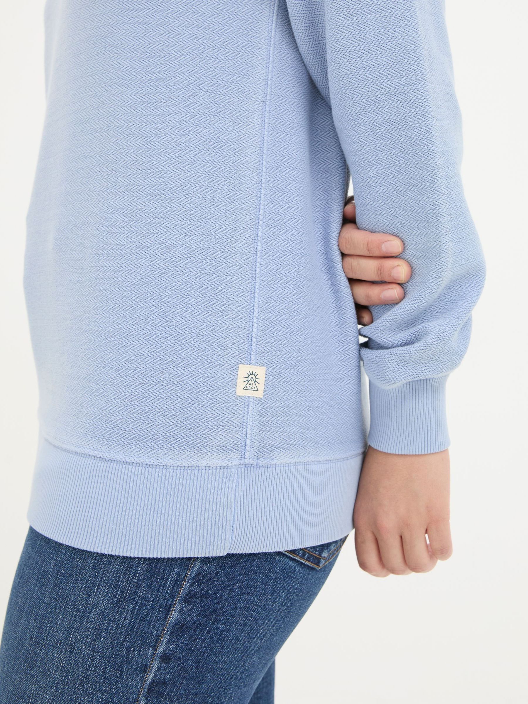 Georgia Light Blue Textured Crew Neck Sweatshirt - Image 4 of 5