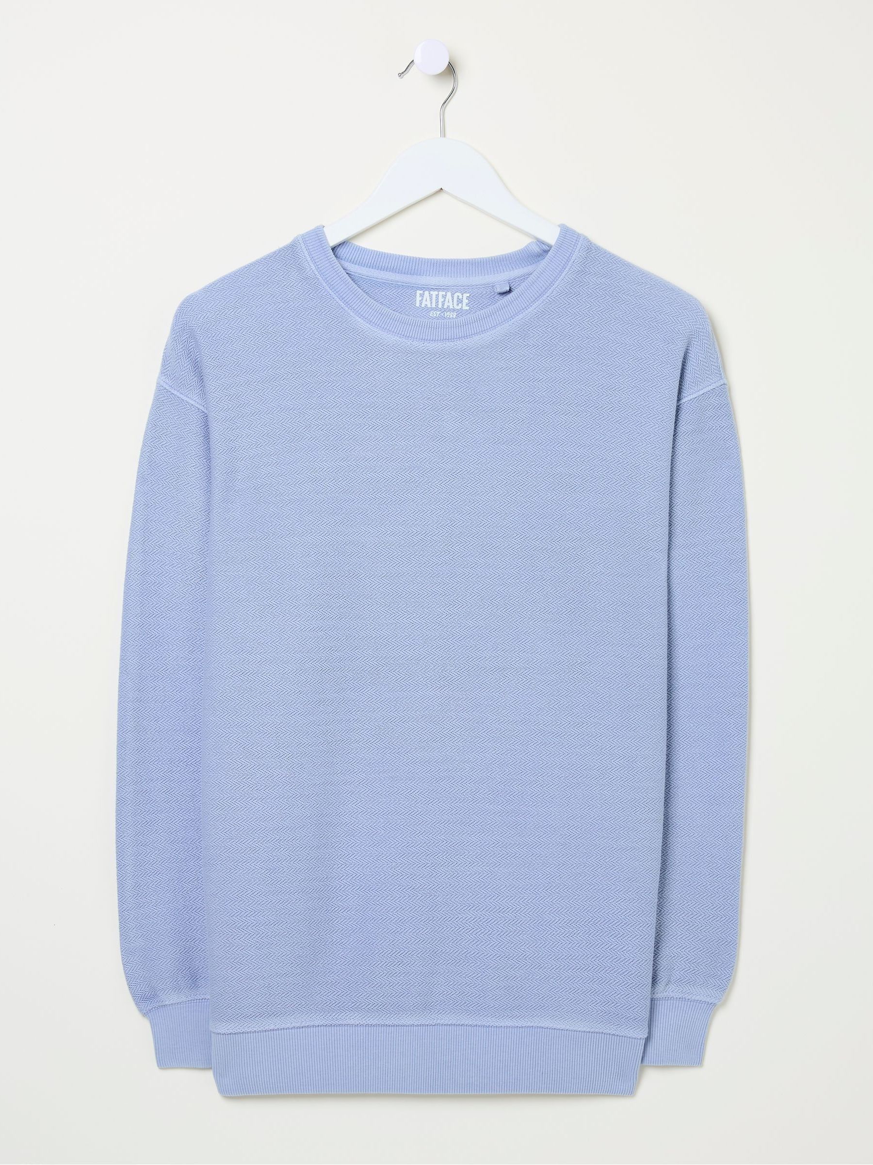 Georgia Light Blue Textured Crew Neck Sweatshirt - Image 5 of 5