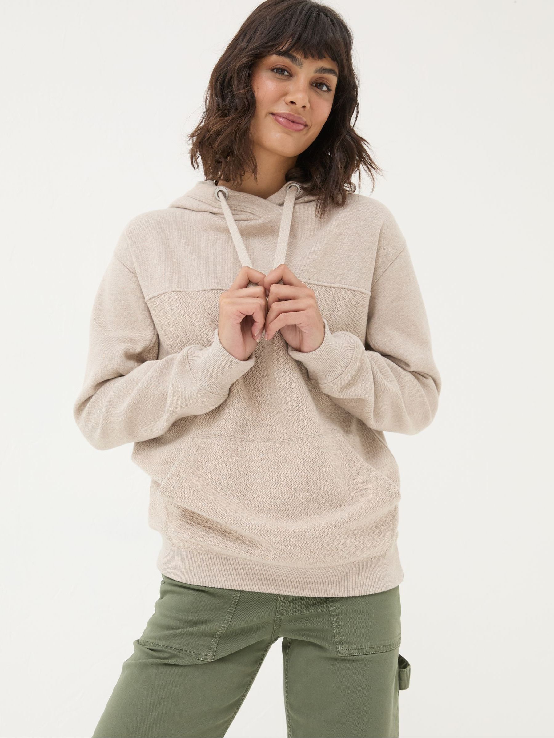 Jen Natural Textured Hoodie - Image 1 of 6