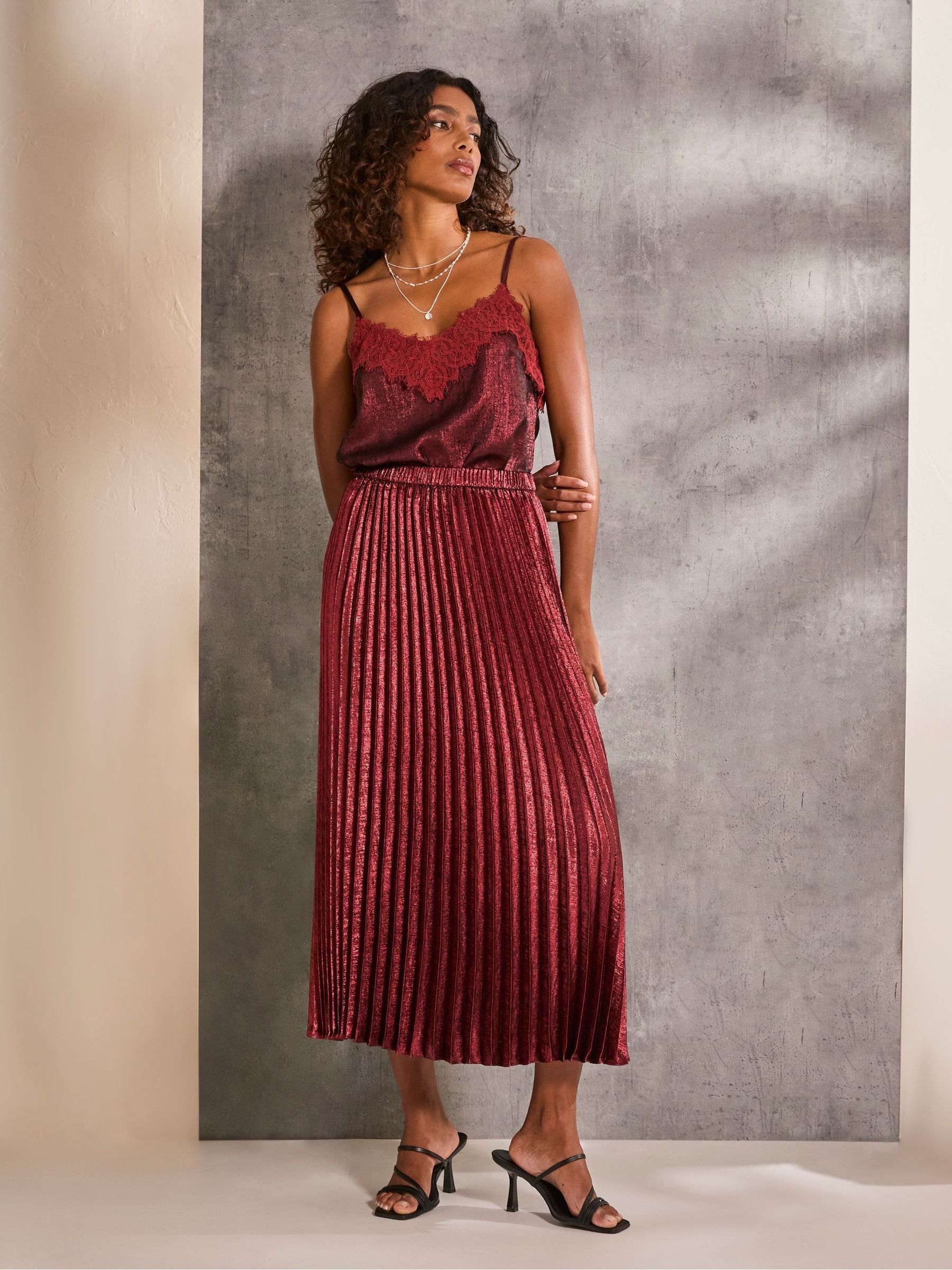 Lia Dark Red Metallic Cami - Image 1 of 6