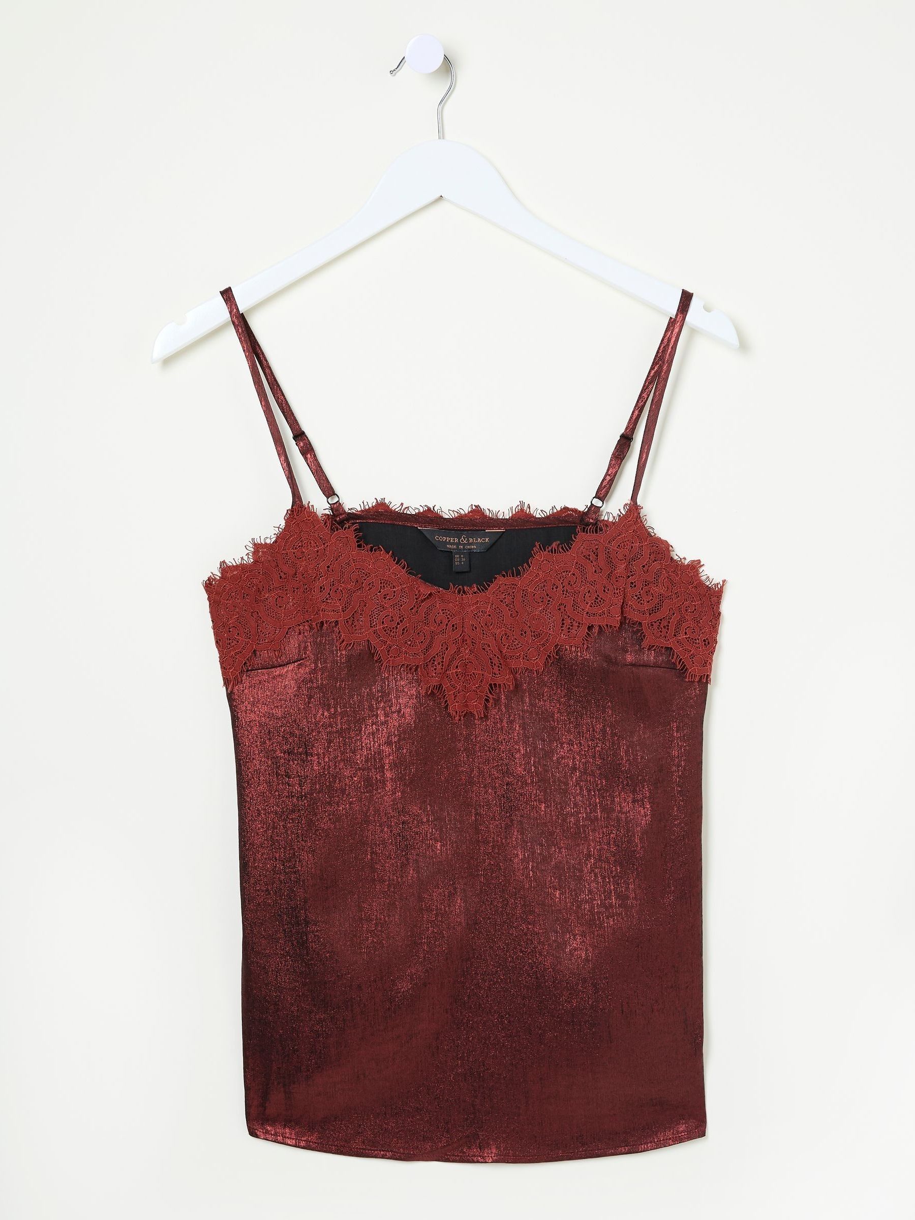 Lia Dark Red Metallic Cami - Image 6 of 6