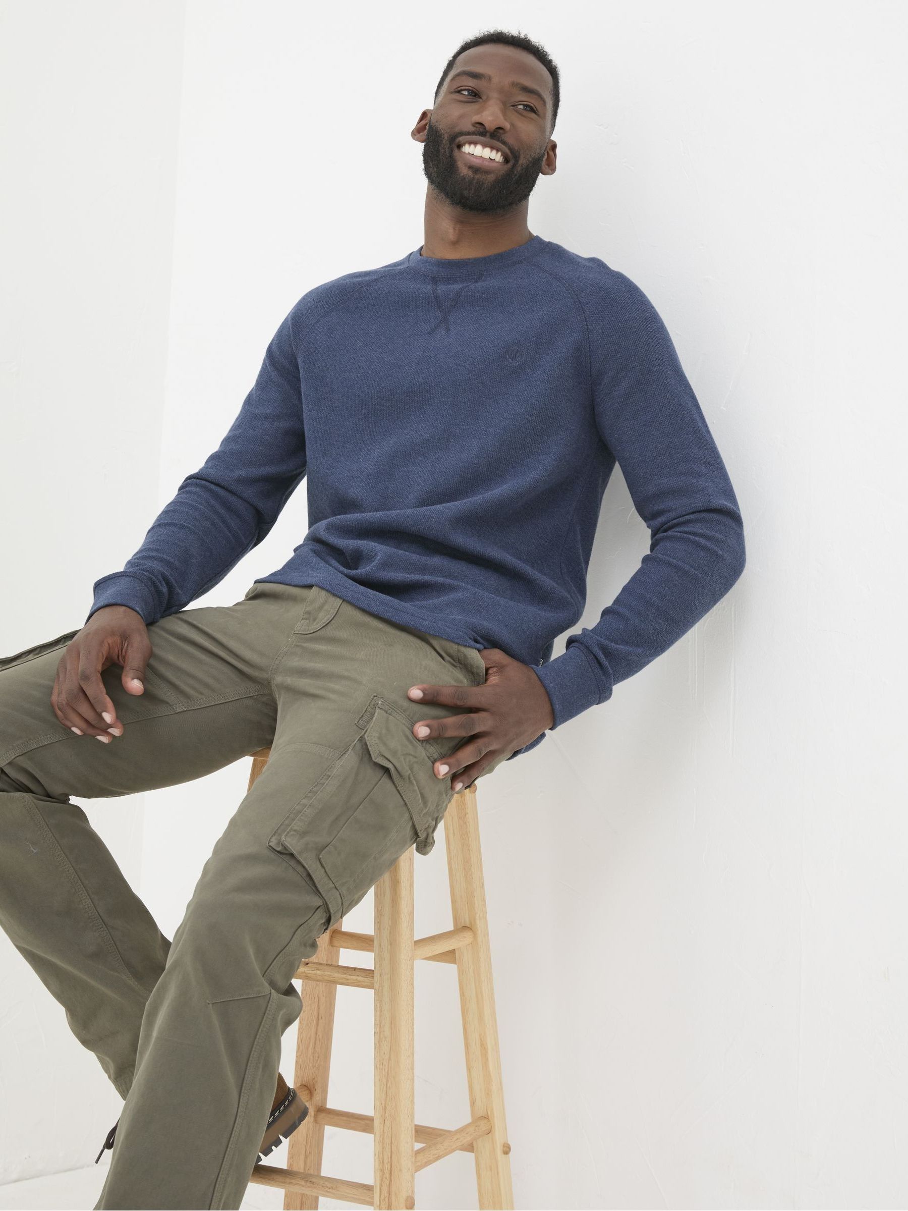 Wicklow Blue Waffle Crew Neck T-Shirt - Image 1 of 4