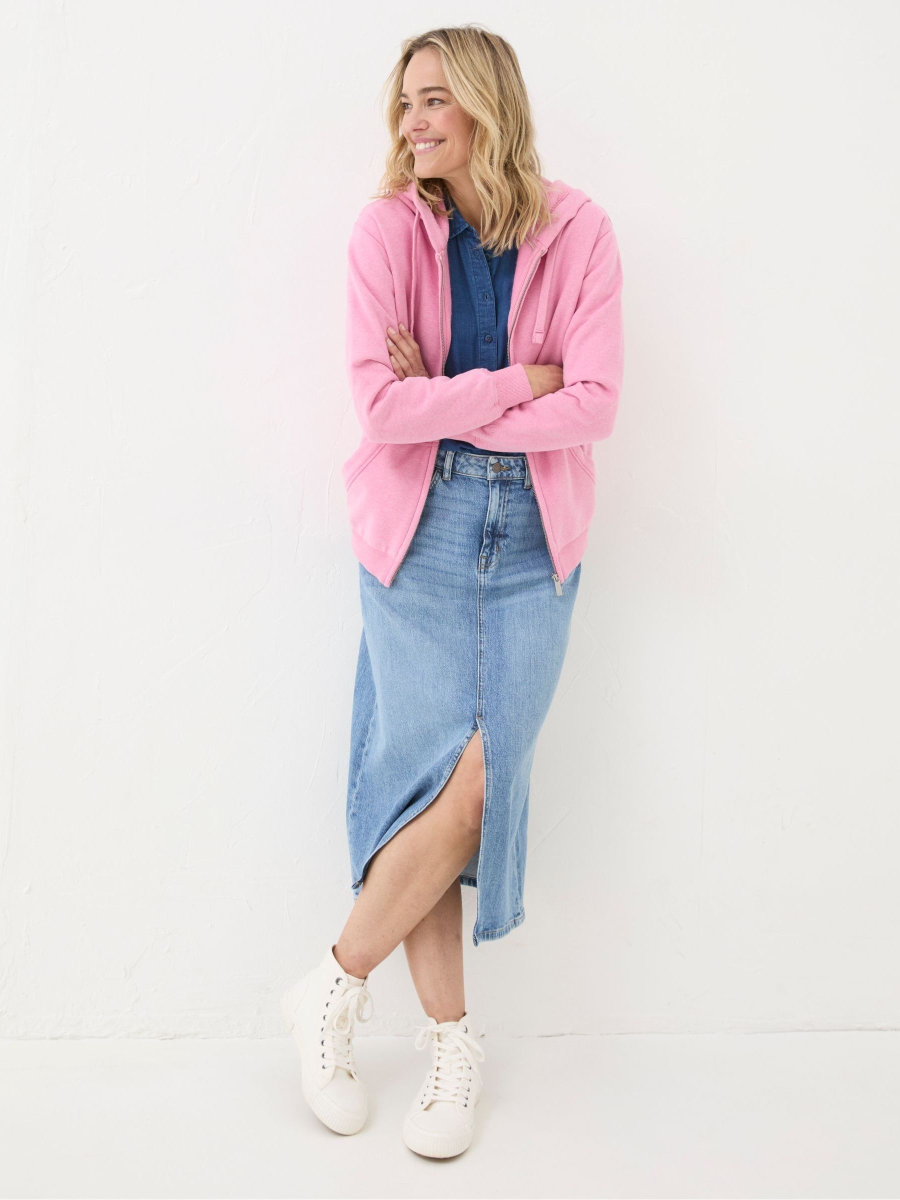 Amy Pink Zip Through Hoodie - Image 1 of 5