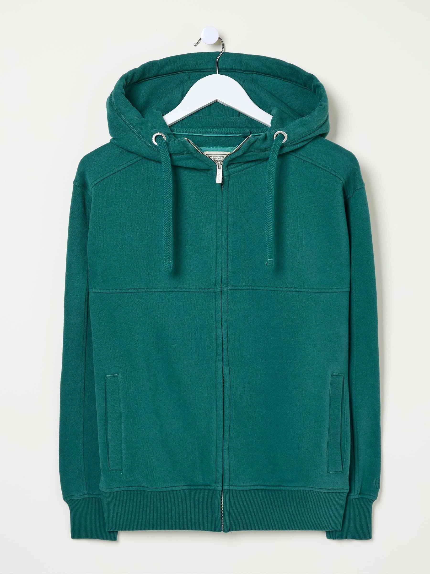 Green Teal Panelled Zip Through Hoodie - Image 3 of 3