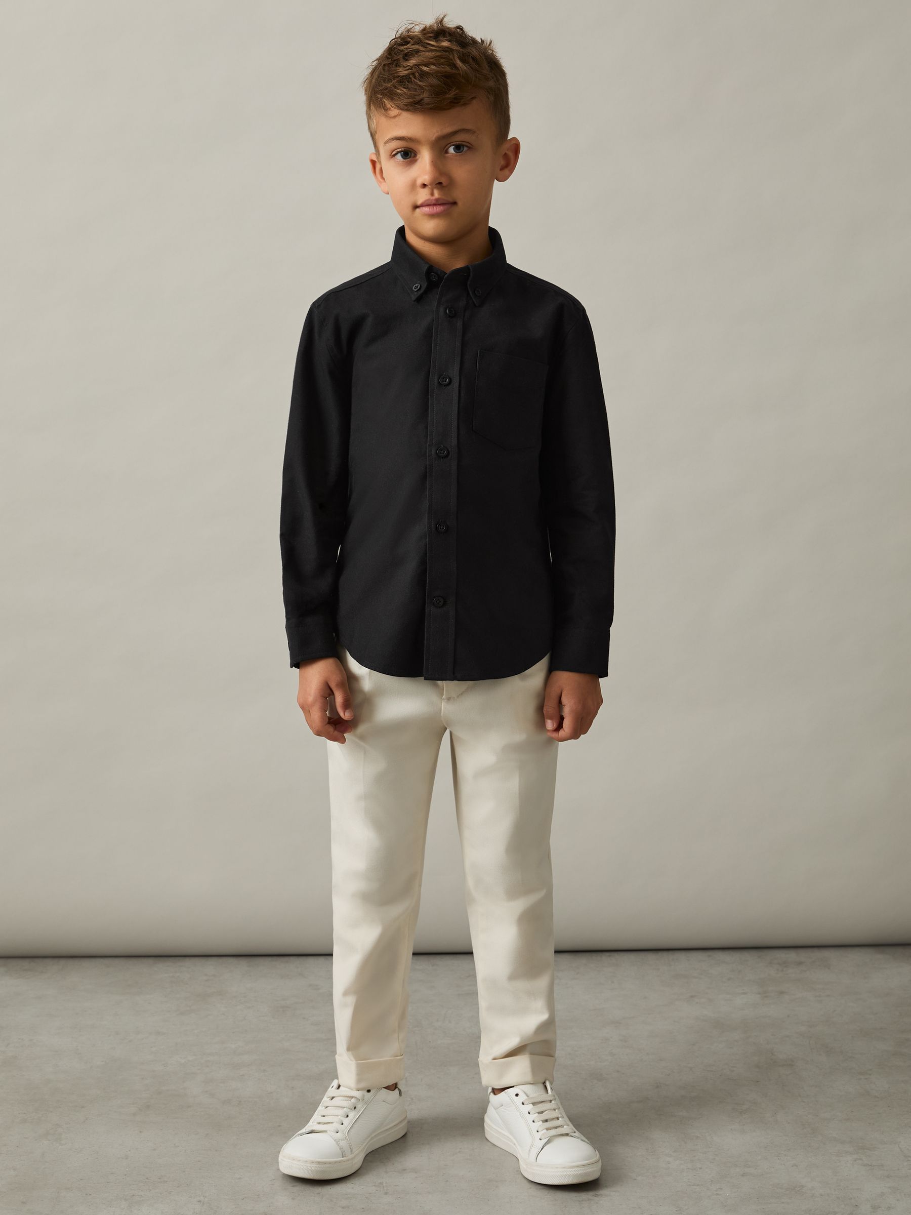 Oxford Cotton Shirt in Black - Image 3 of 5