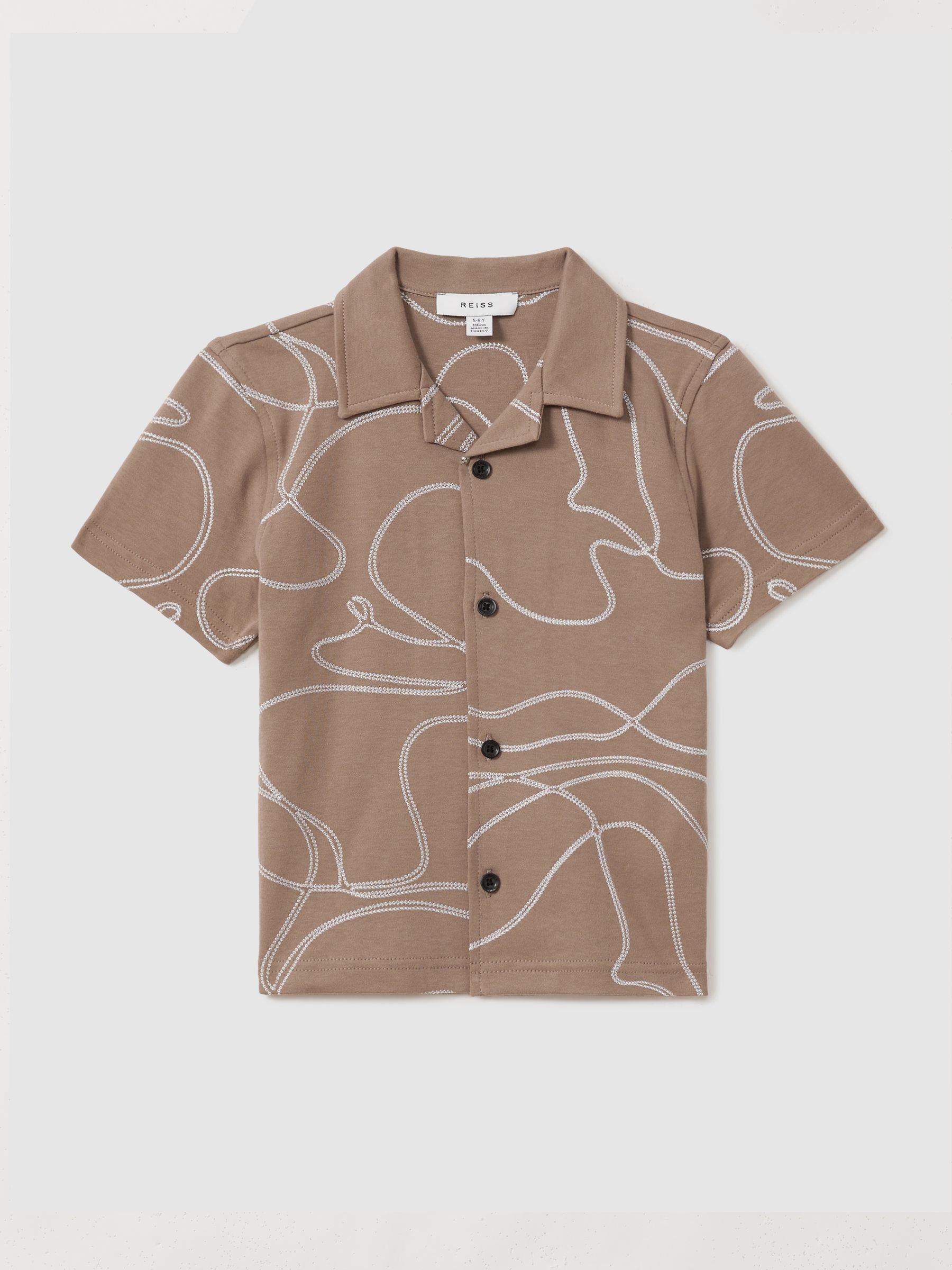 Cotton Jersey Embroidered Shirt in Taupe - Image 2 of 4