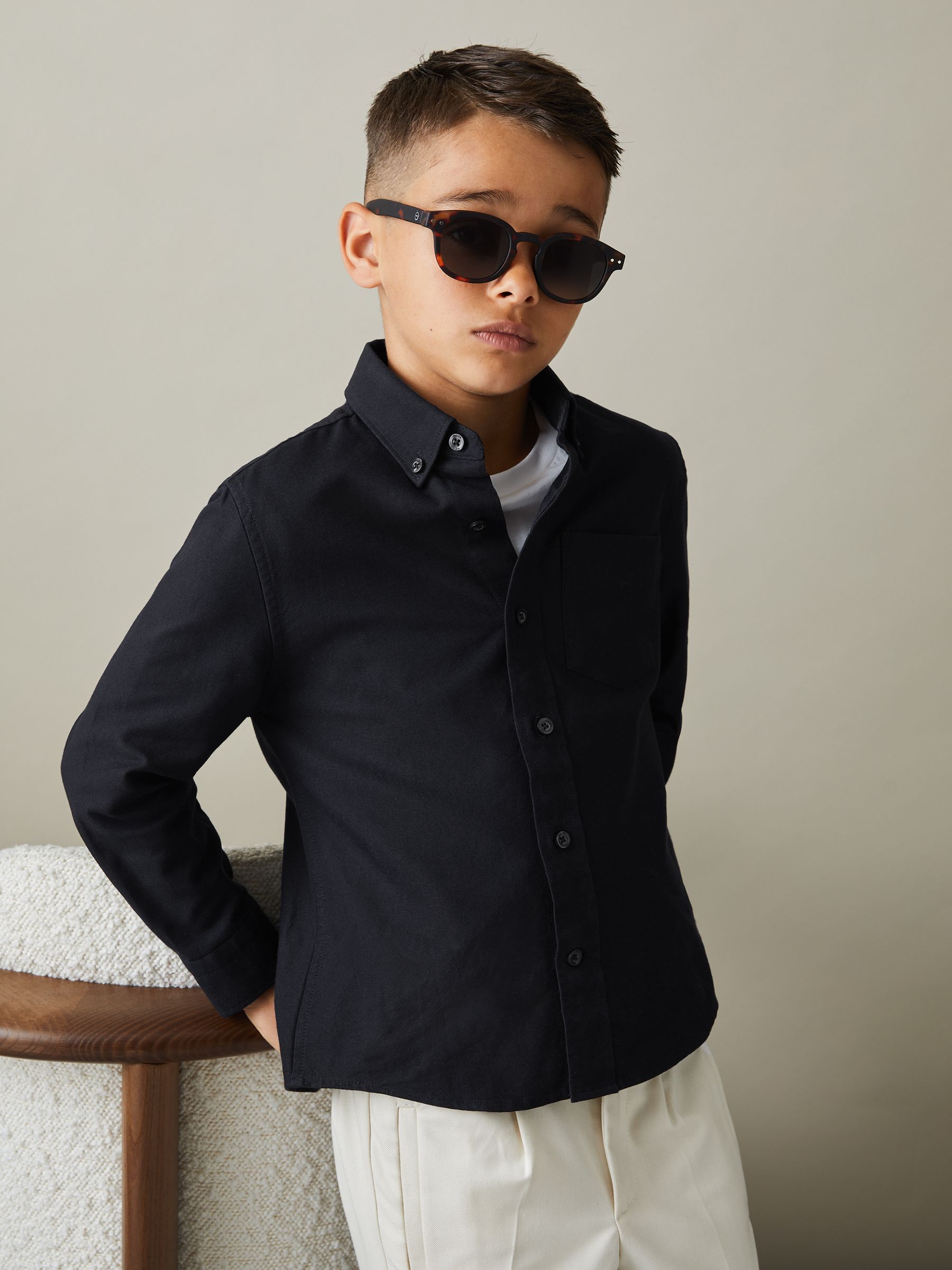 9-13 yrs Button Down Oxford Shirt in Navy - Image 1 of 3