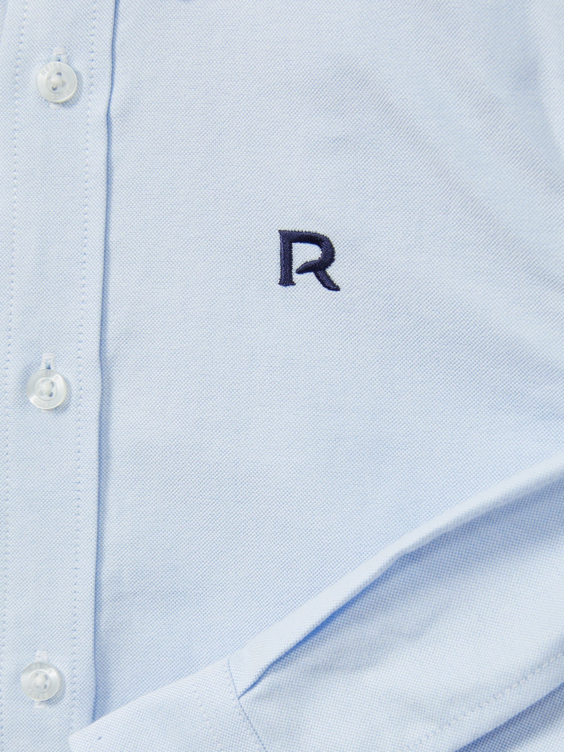 4-9 yrs Cotton-Oxford Embroidered Button-down Shirt in Soft Blue/Navy - Image 4 of 4
