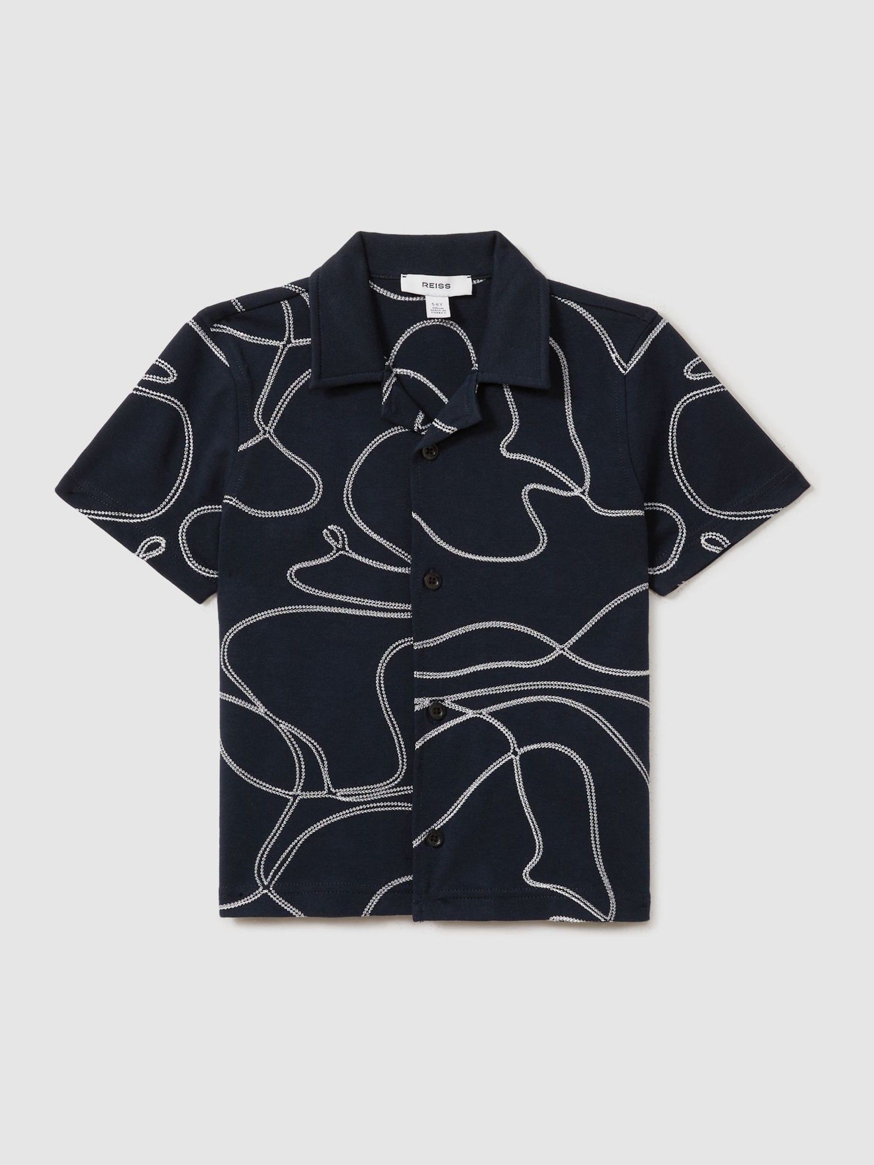 Cotton Jersey Embroidered Shirt in Navy - Image 2 of 4