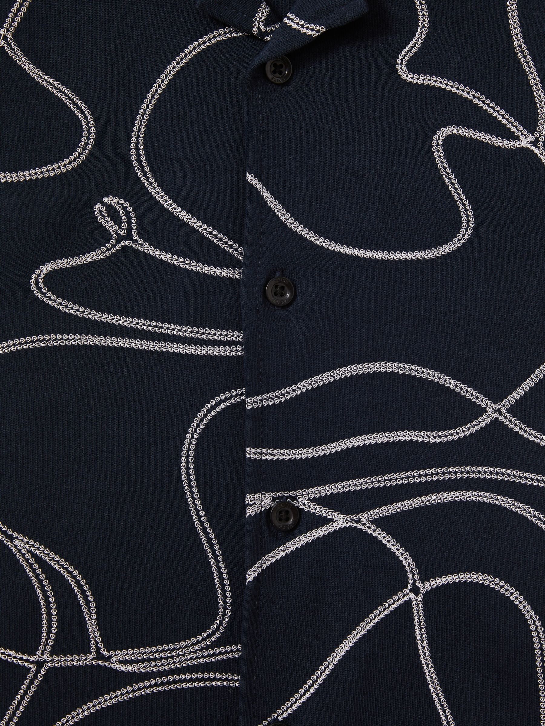Cotton Jersey Embroidered Shirt in Navy - Image 4 of 4