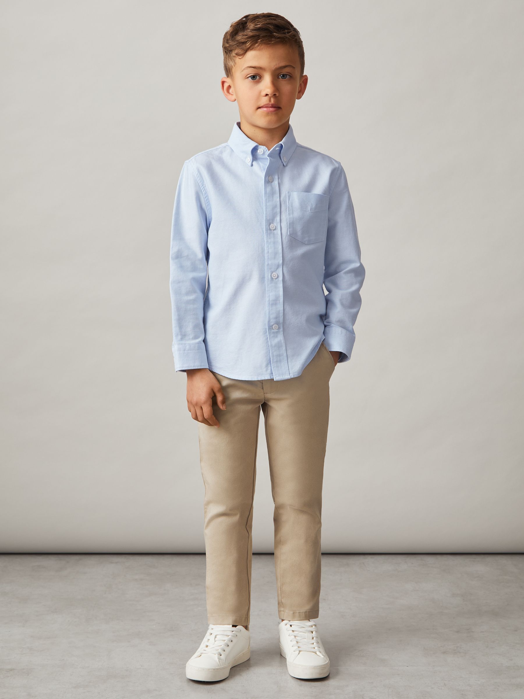3-9 yrs Button Down Oxford Shirt in Soft Blue - Image 3 of 4