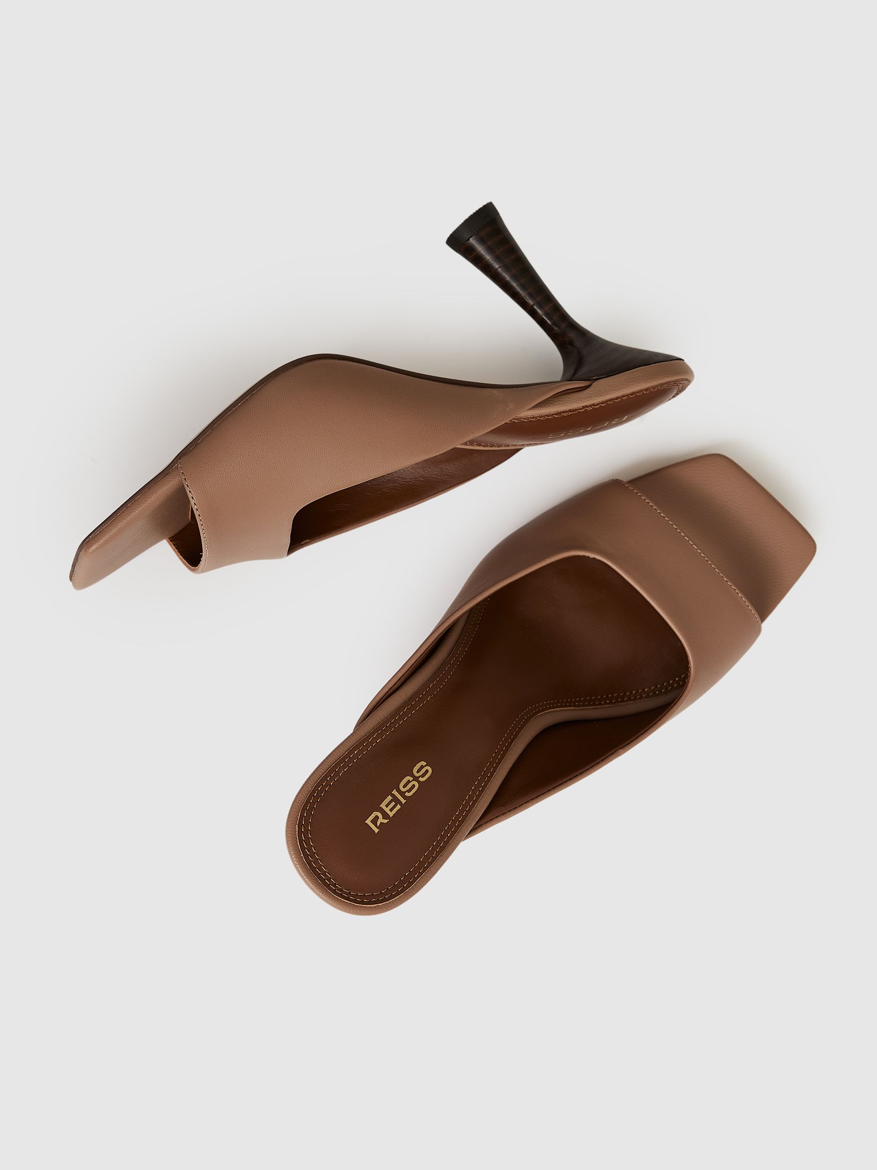 Leather Heeled Mules in Blush - Image 3 of 5
