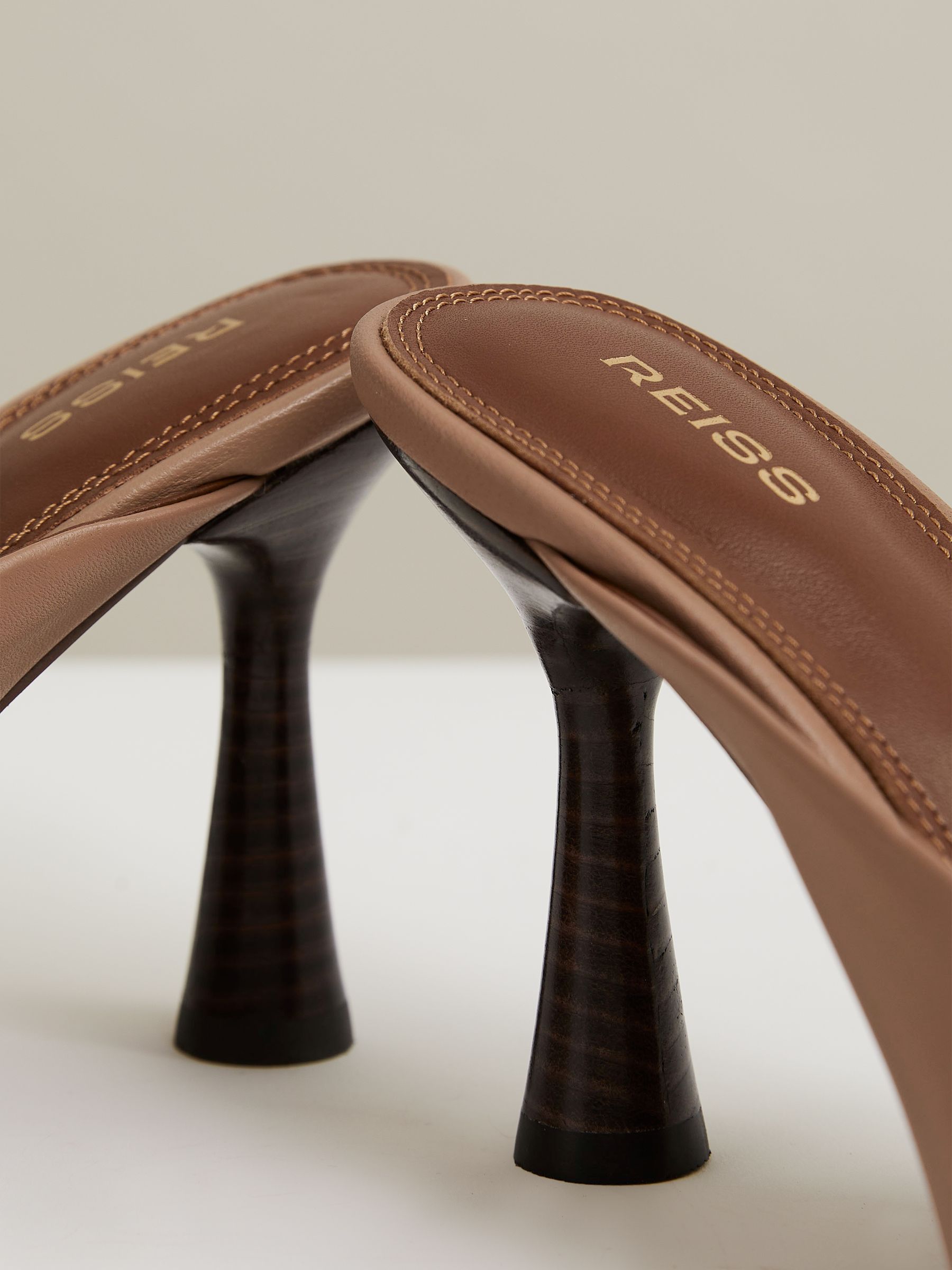 Leather Heeled Mules in Blush - Image 4 of 5