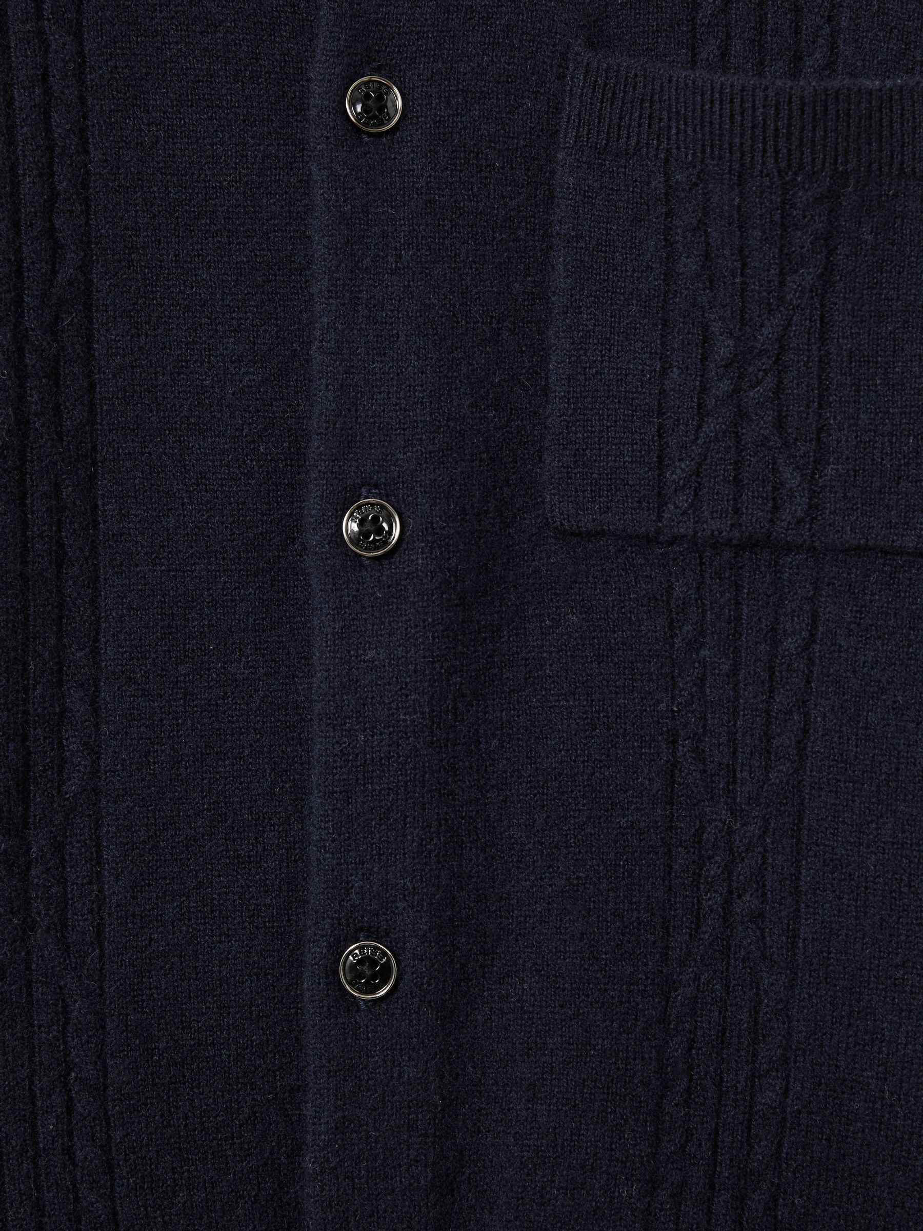 3-9 yrs Wool Cable Knit Cardigan in Navy - Image 4 of 4