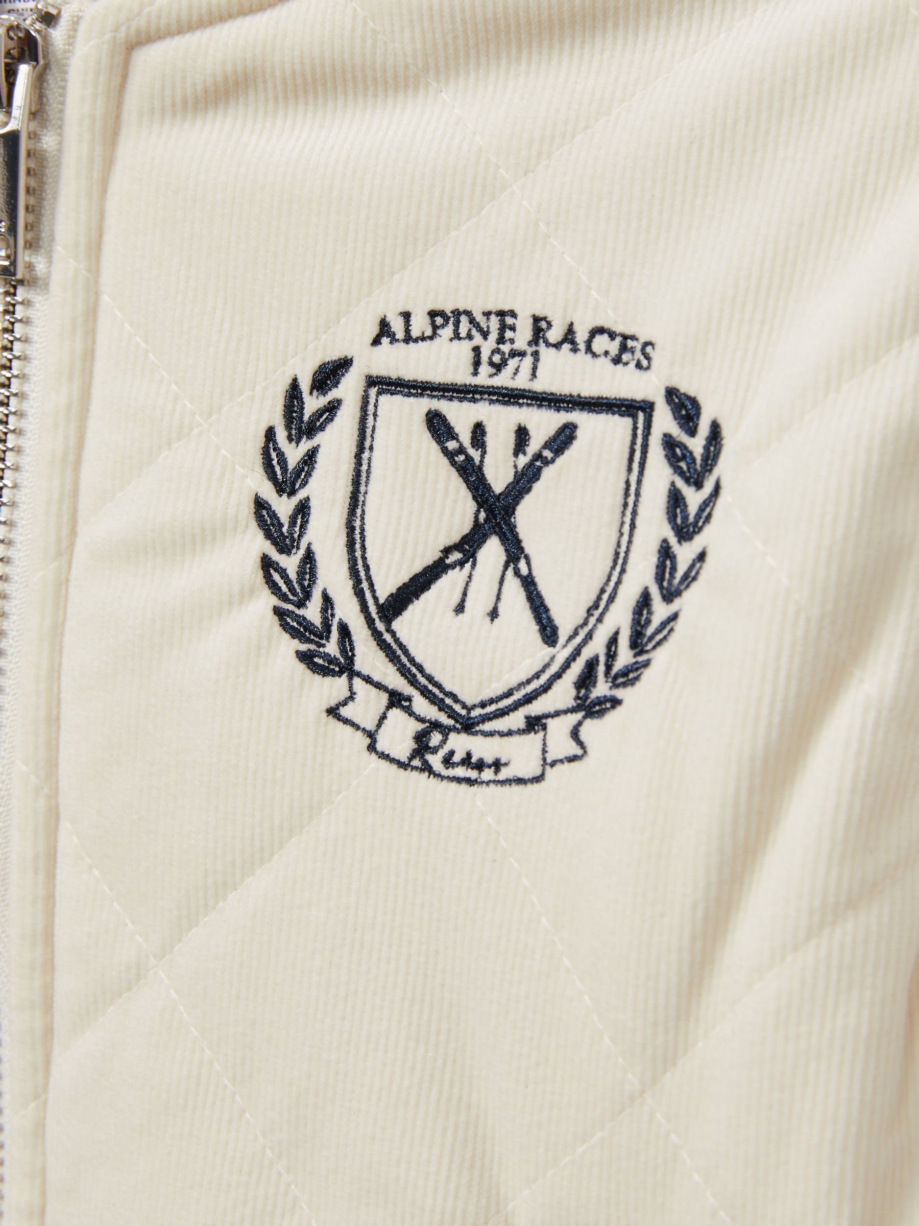 9-13 yrs Embroidered Quilted Needlecord Jacket in Off White/Grey - Image 4 of 4