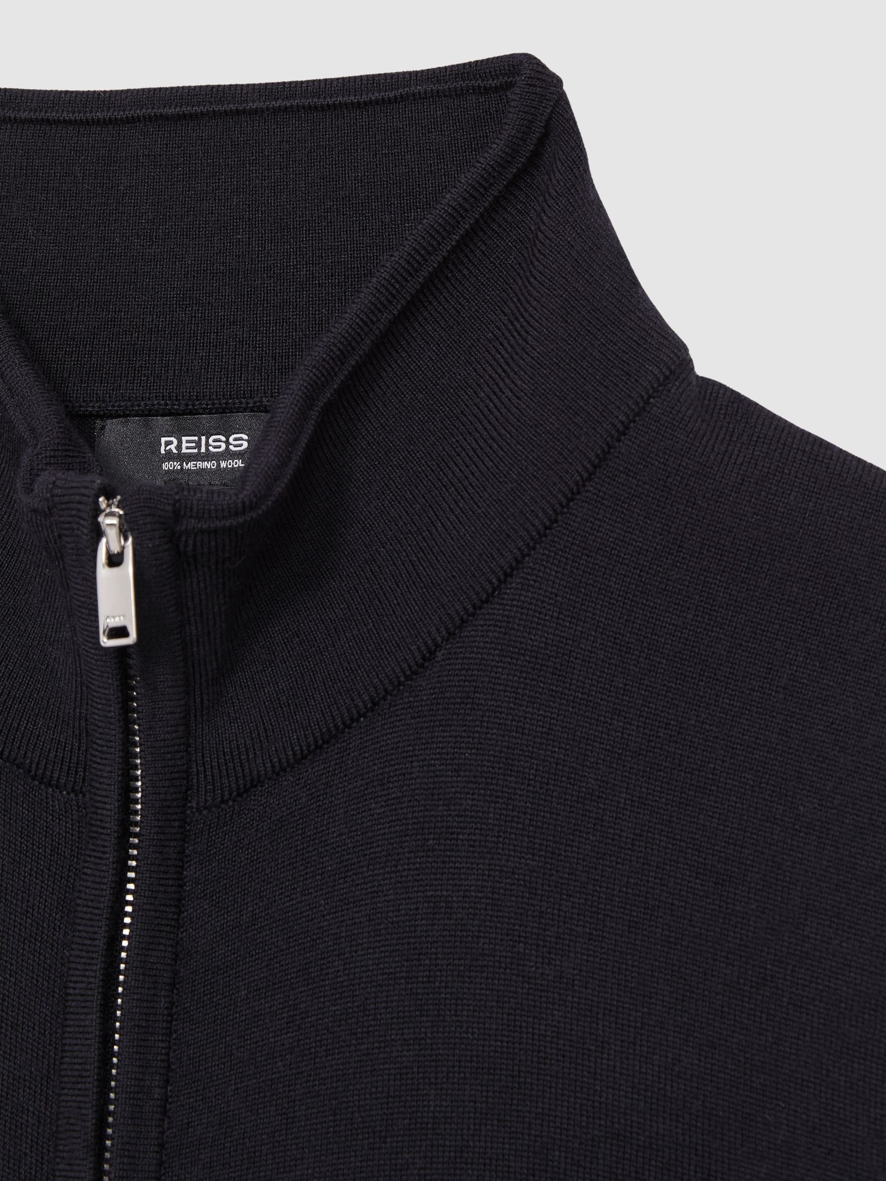 Merino Wool Zip-Through Gilet in Navy - Image 6 of 6