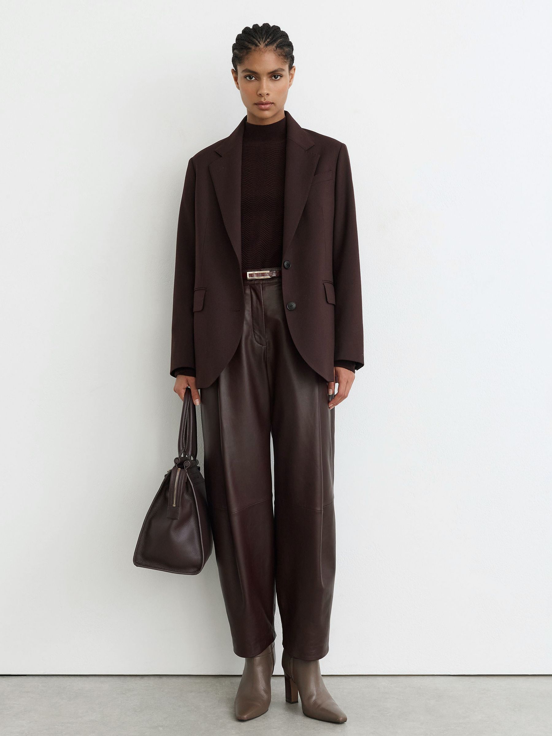 Tall Stretch-Twill Relaxed Single-Breasted Blazer in Grape by Reiss