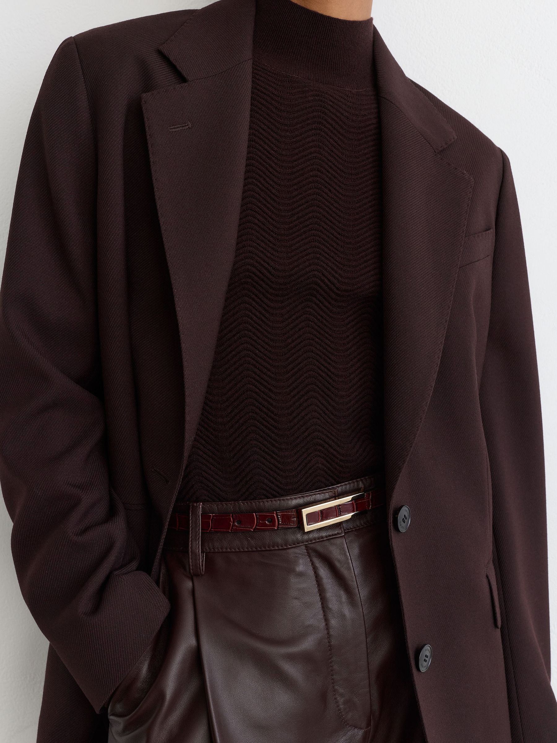 Tall Stretch-Twill Relaxed Single-Breasted Blazer in Grape - Image 10 of 12