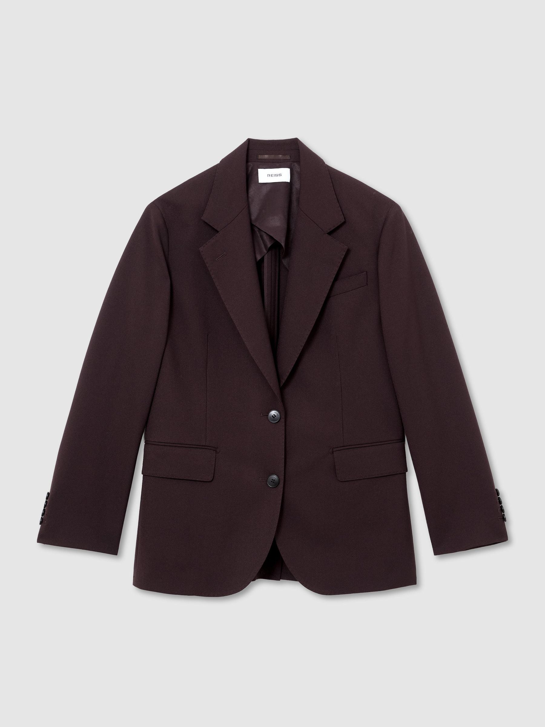 Tall Stretch-Twill Relaxed Single-Breasted Blazer in Grape - Image 2 of 12
