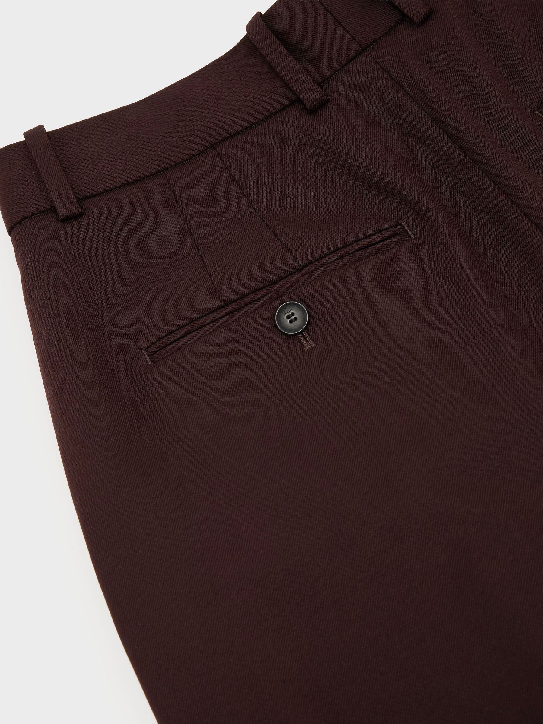 Wool-Blend Wide-Leg Pleated Suit Trousers in Dark Aubergine - Image 9 of 9