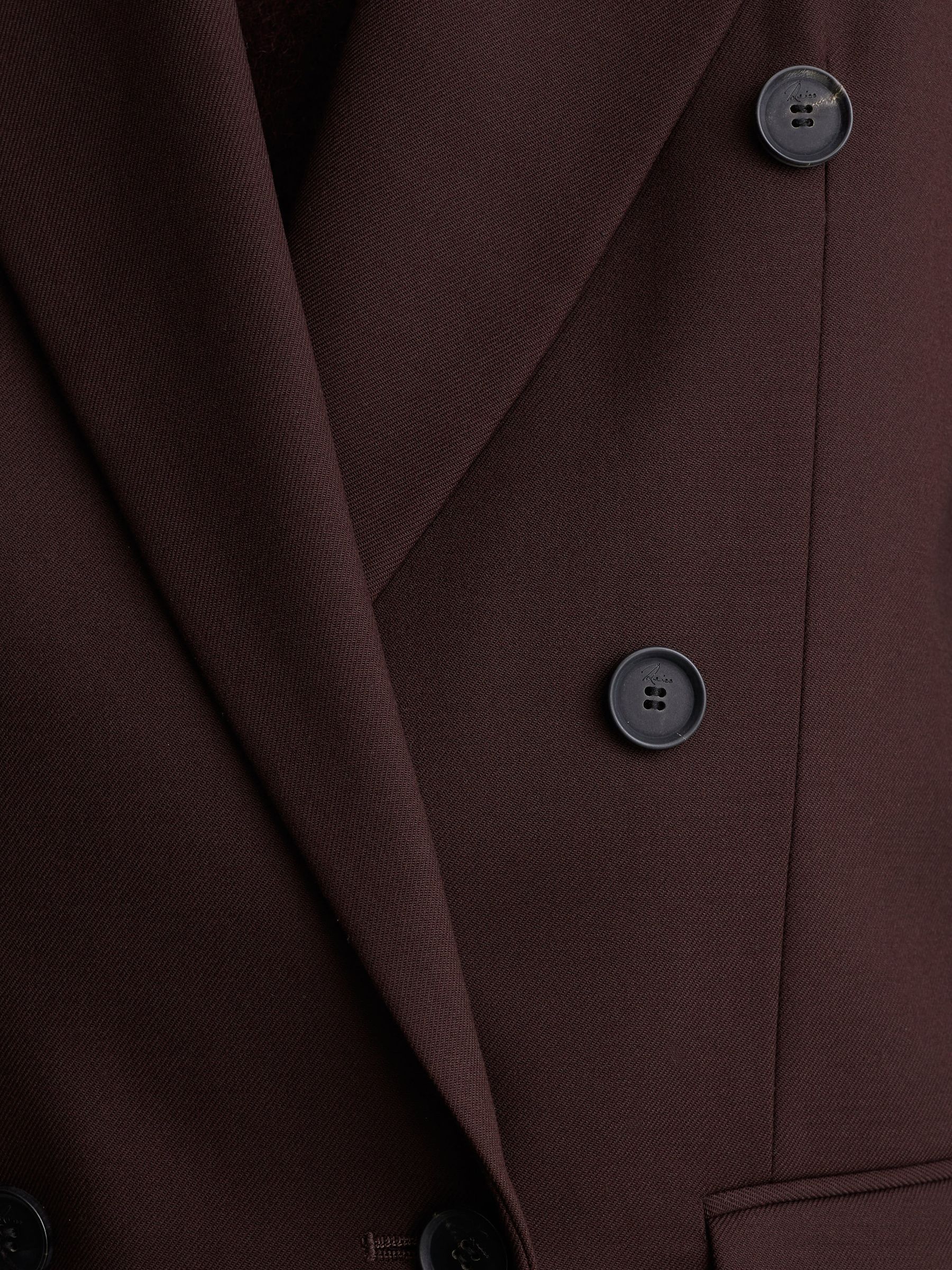 Wool-Blend Double-Breasted Oversized Suit Blazer in Dark Aubergine - Image 8 of 9